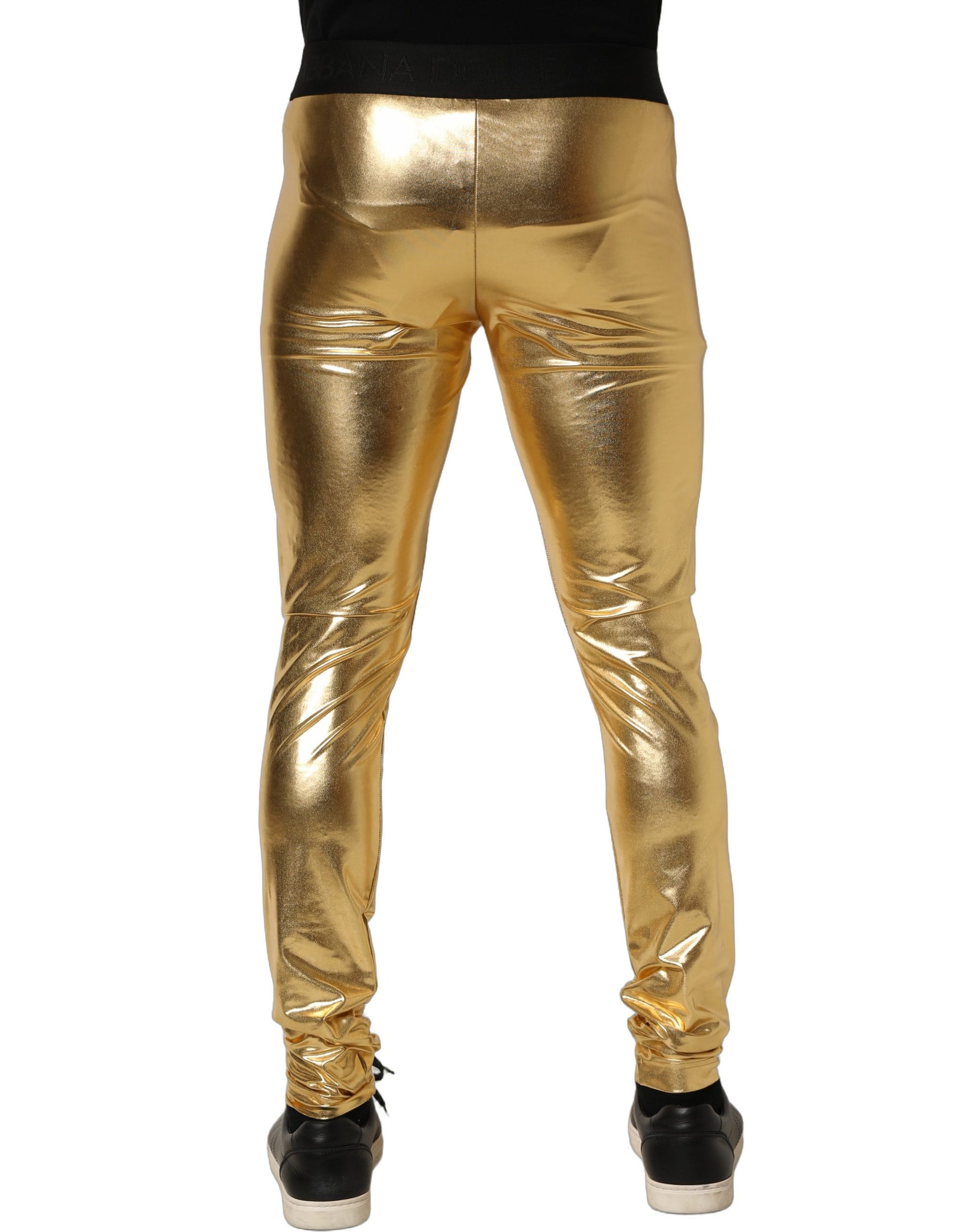 Pantalon slim Dolce & Gabbana en polyester doré métallisé