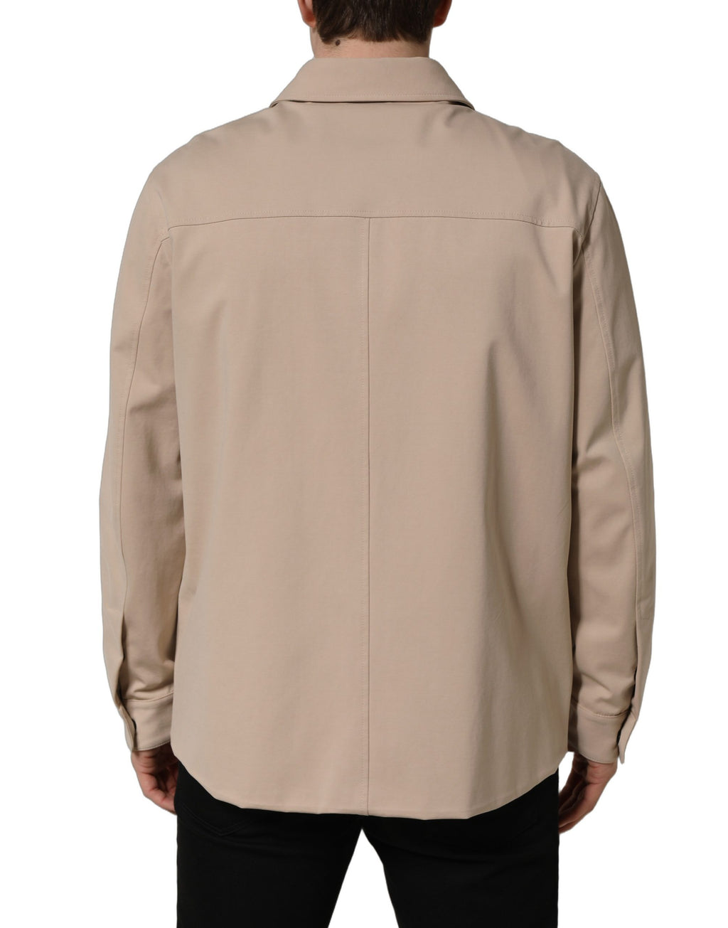 Chemise décontractée homme en coton beige Dolce & Gabbana avec logo