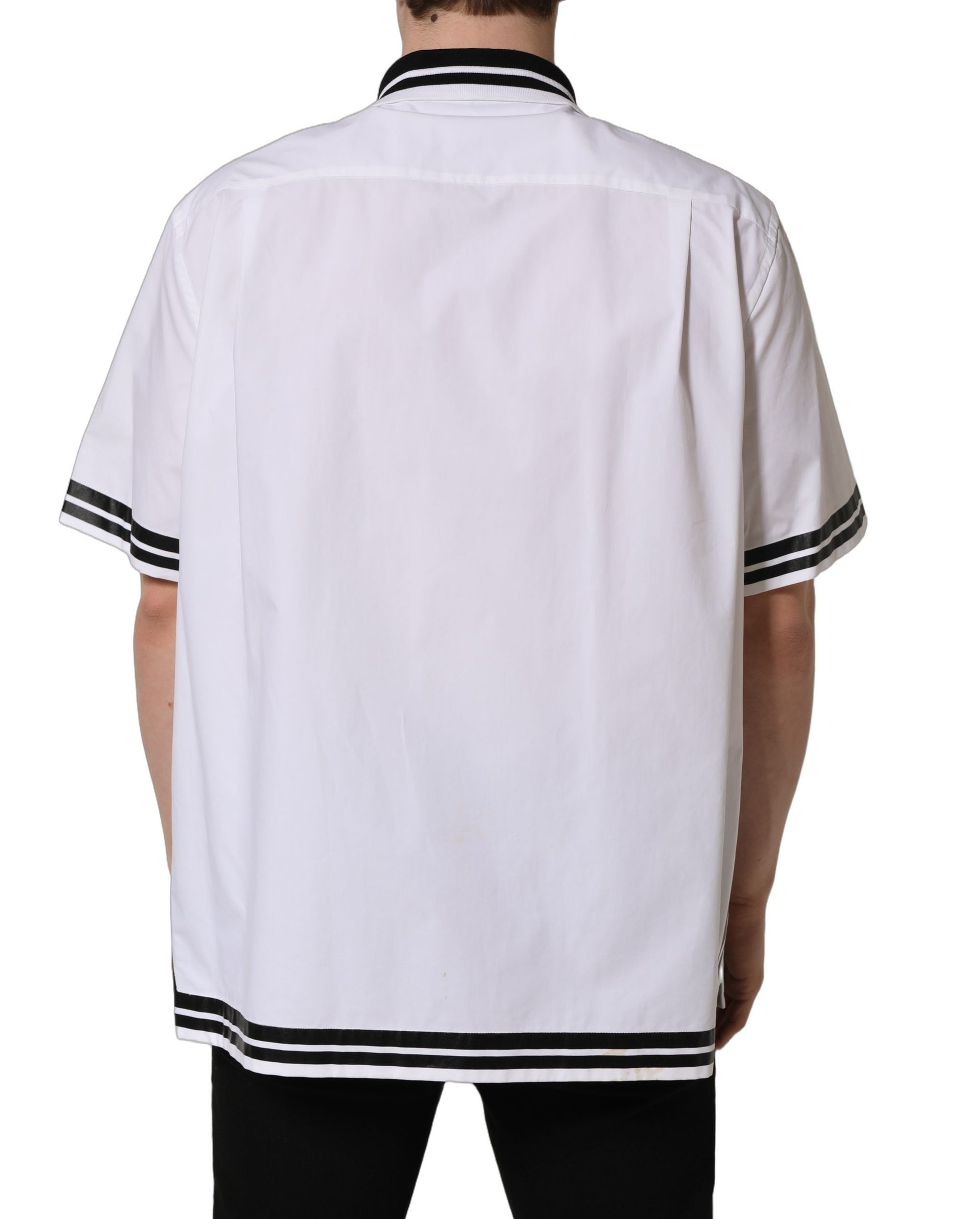Chemise décontractée de baseball en coton Dolce & Gabbana avec patch logo blanc