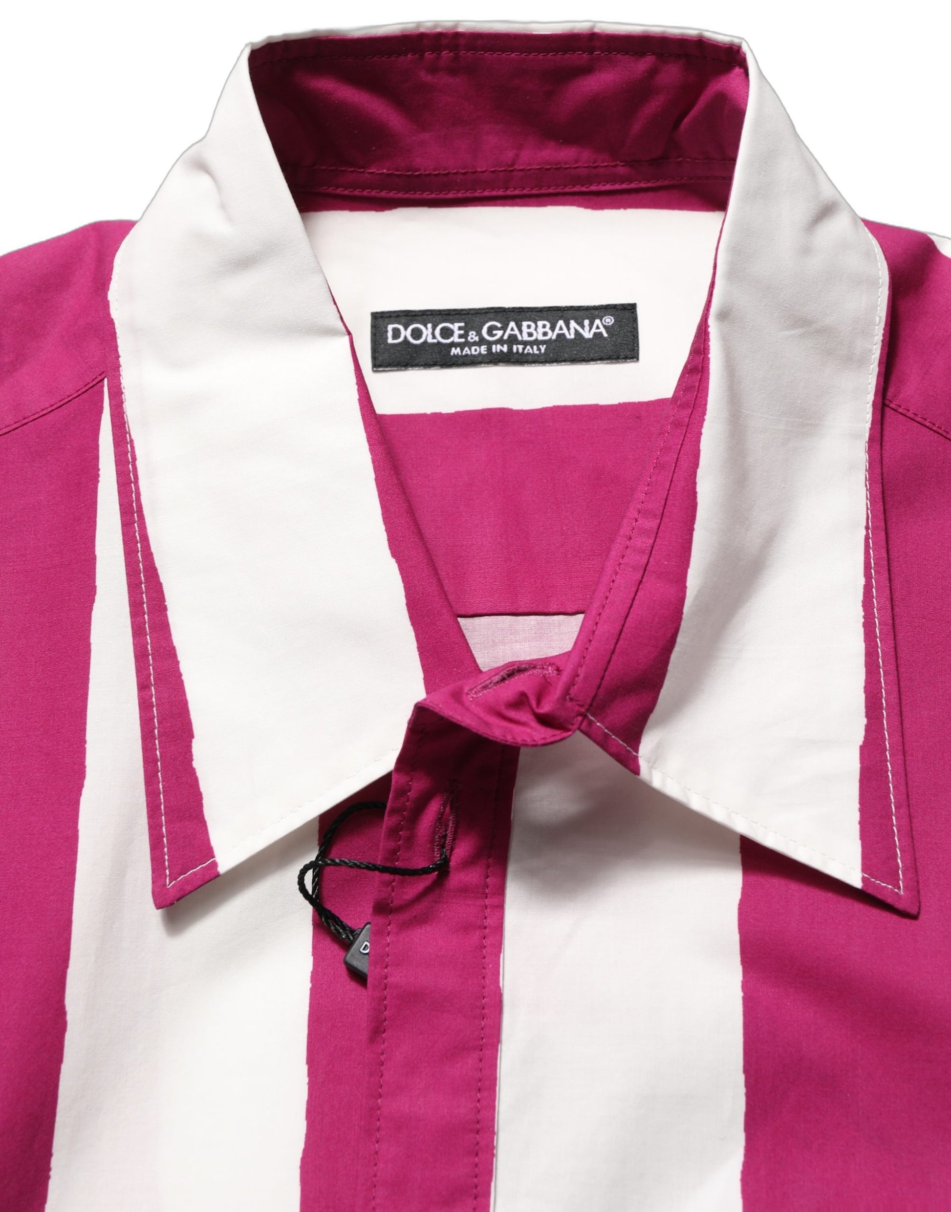 Chemise homme Dolce & Gabbana à manches courtes rayée blanche et marron