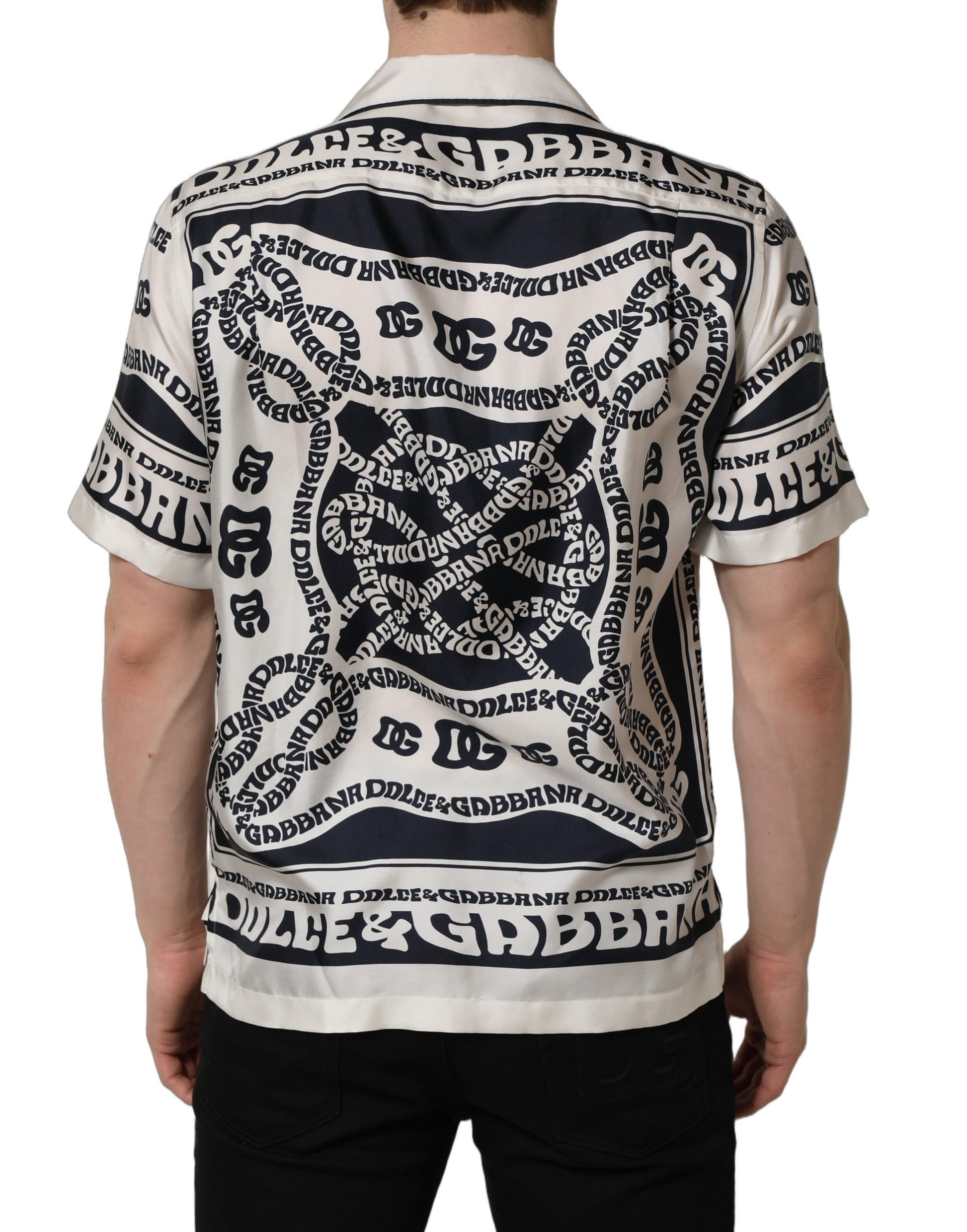 Chemise à manches courtes Dolce & Gabbana noire et blanche avec logo bandana