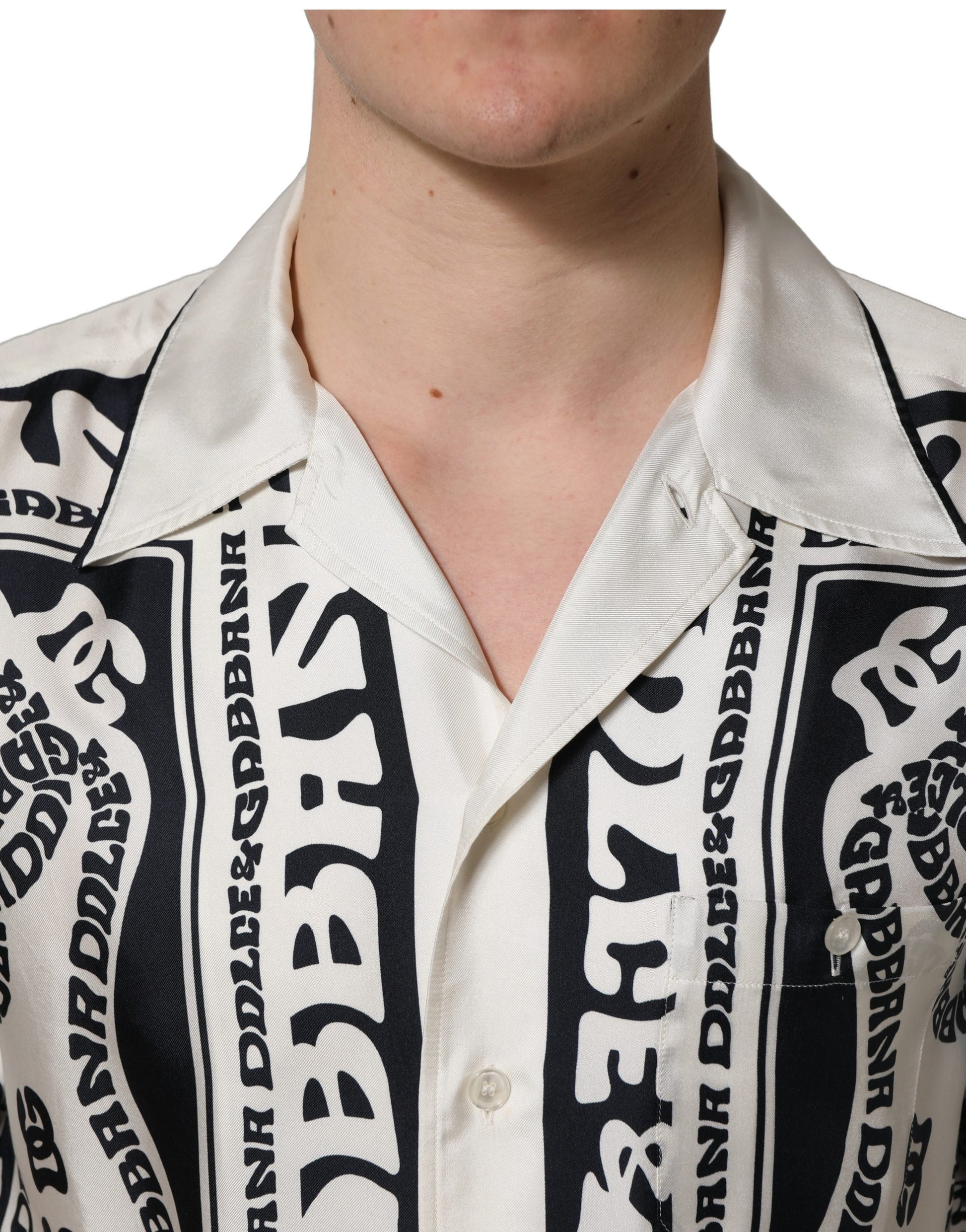 Chemise à manches courtes Dolce & Gabbana noire et blanche avec logo bandana