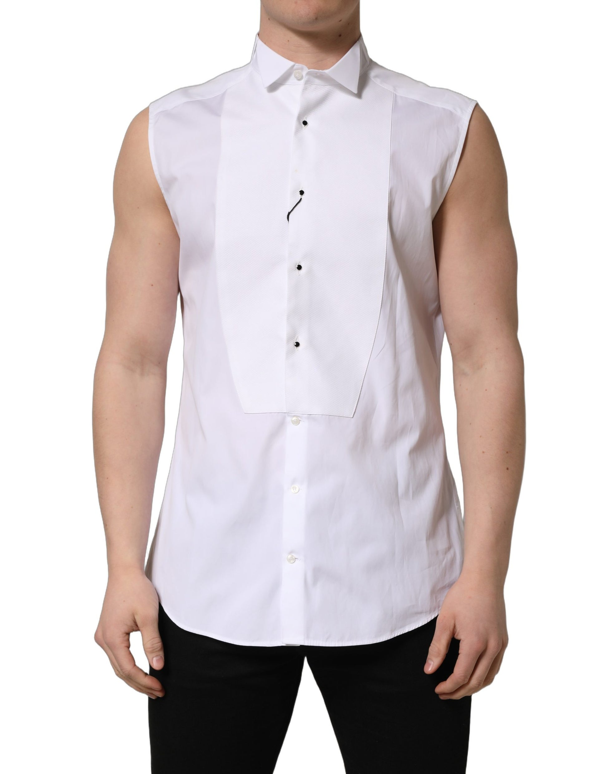 Chemise habillée Dolce & Gabbana en coton blanc sans manches MARTINI pour homme