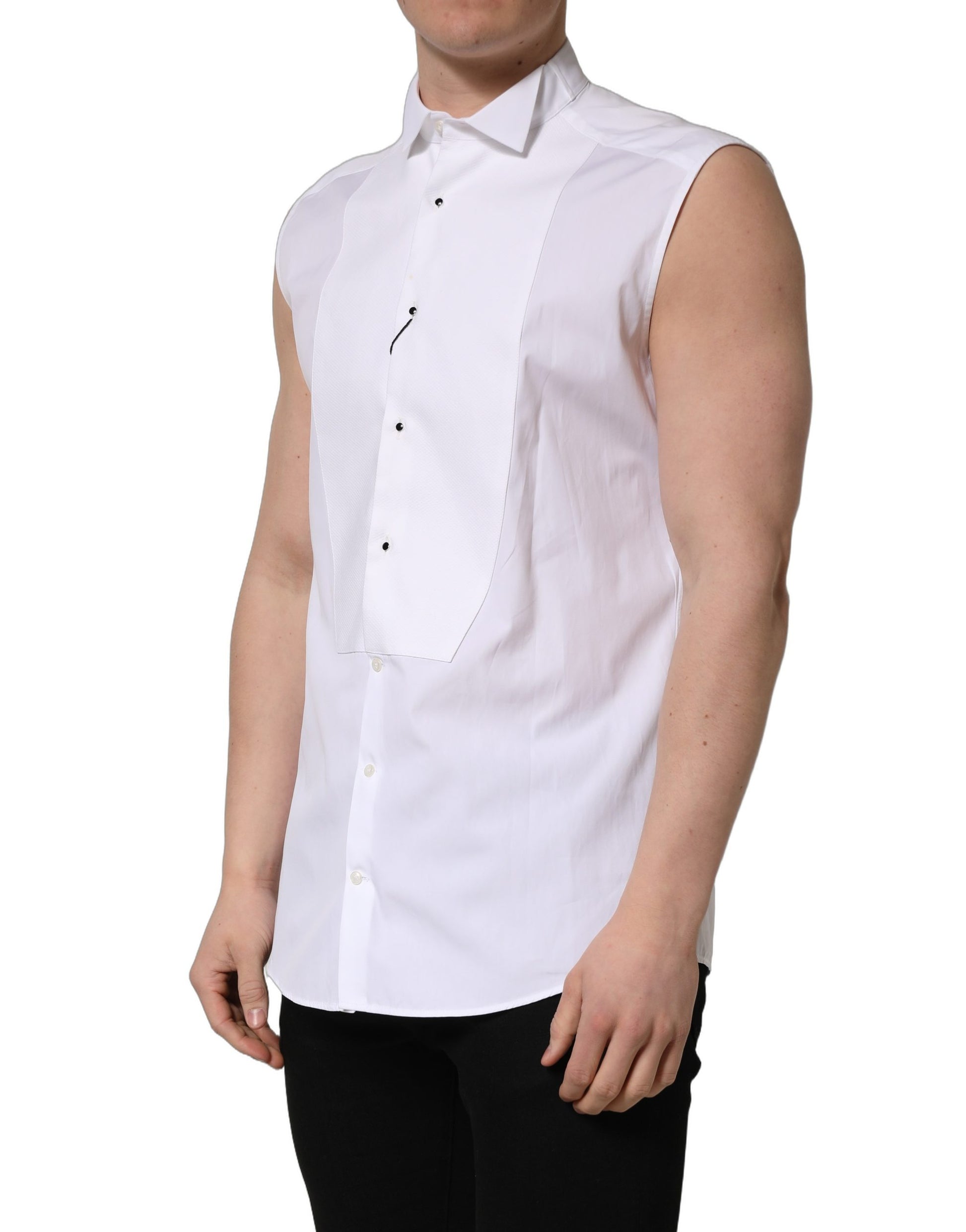 Chemise habillée Dolce & Gabbana en coton blanc sans manches MARTINI pour homme