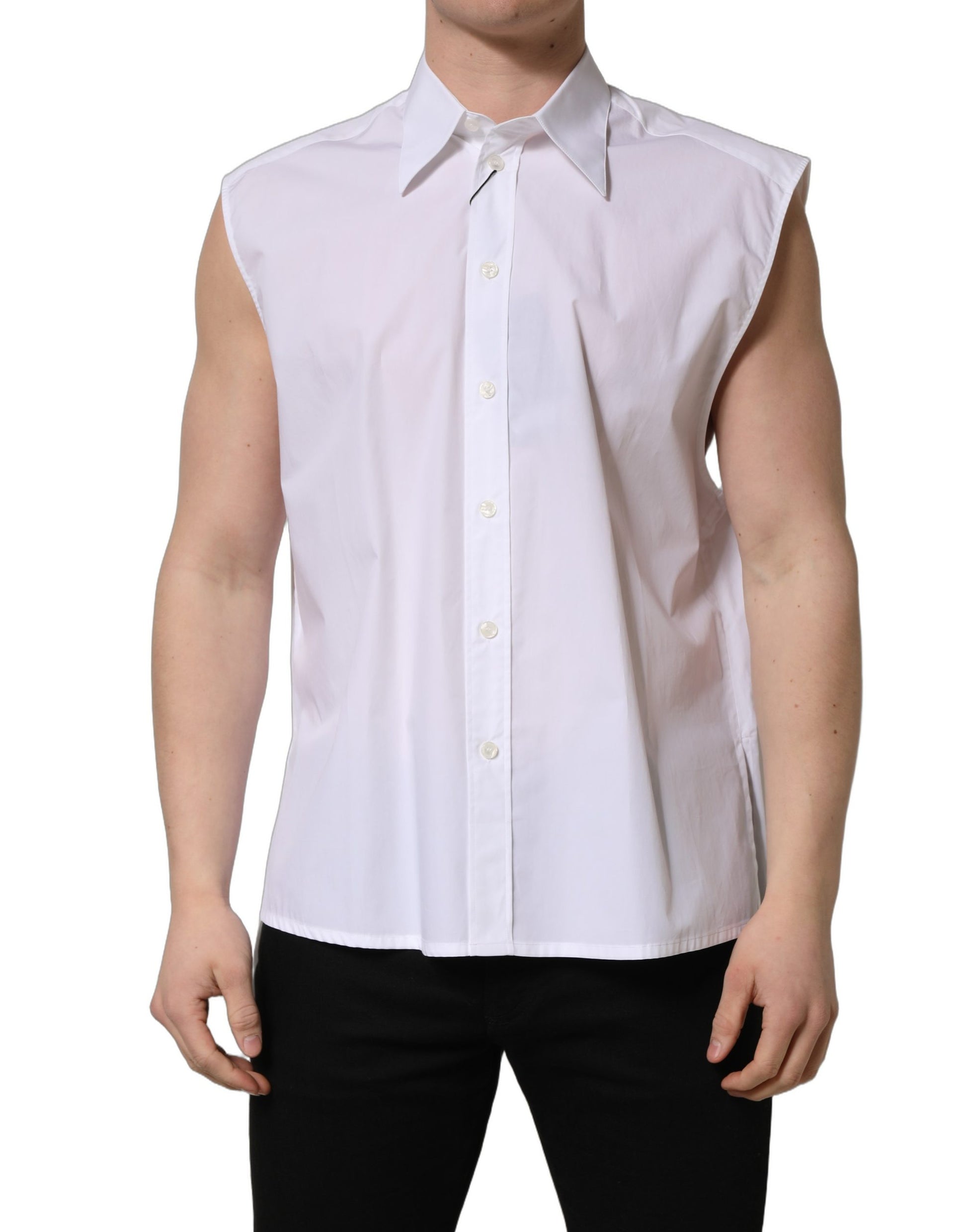 Chemise habillée sans manches Dolce & Gabbana en coton blanc