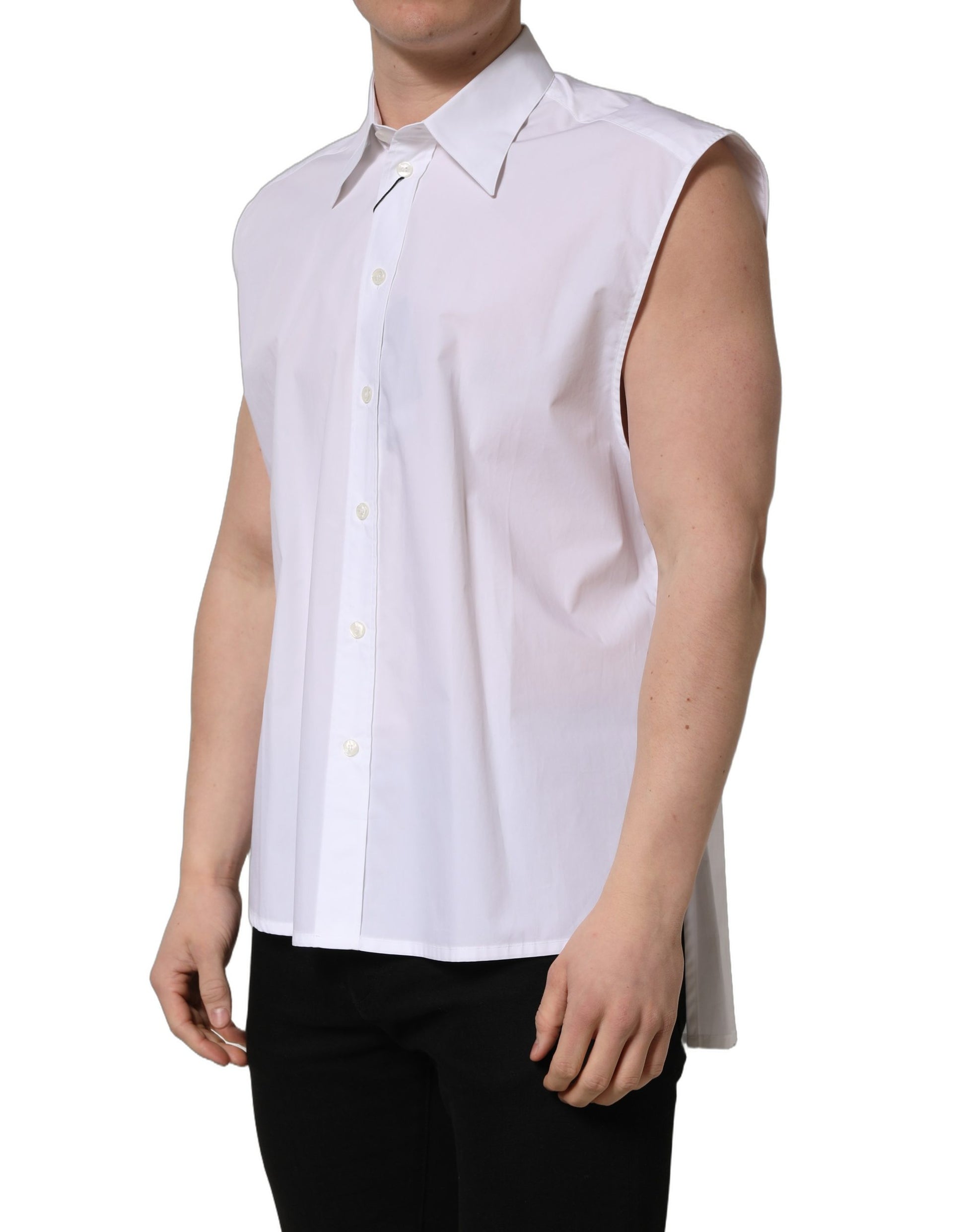 Chemise habillée sans manches Dolce & Gabbana en coton blanc