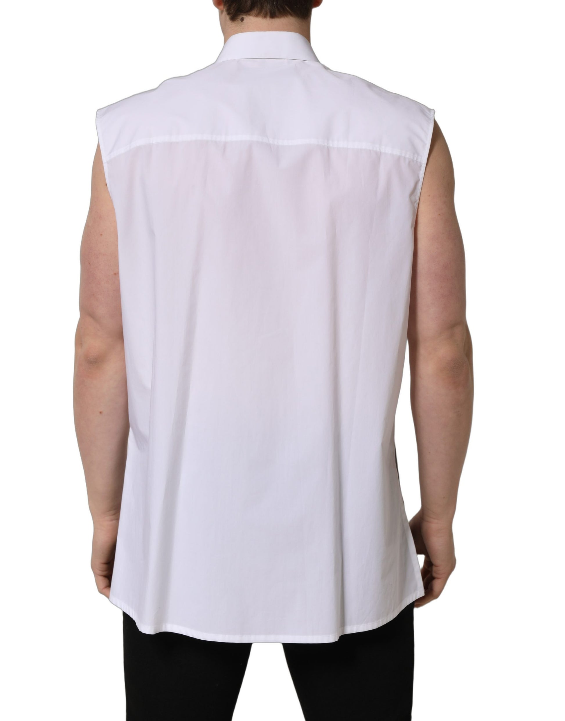 Chemise habillée sans manches Dolce & Gabbana en coton blanc