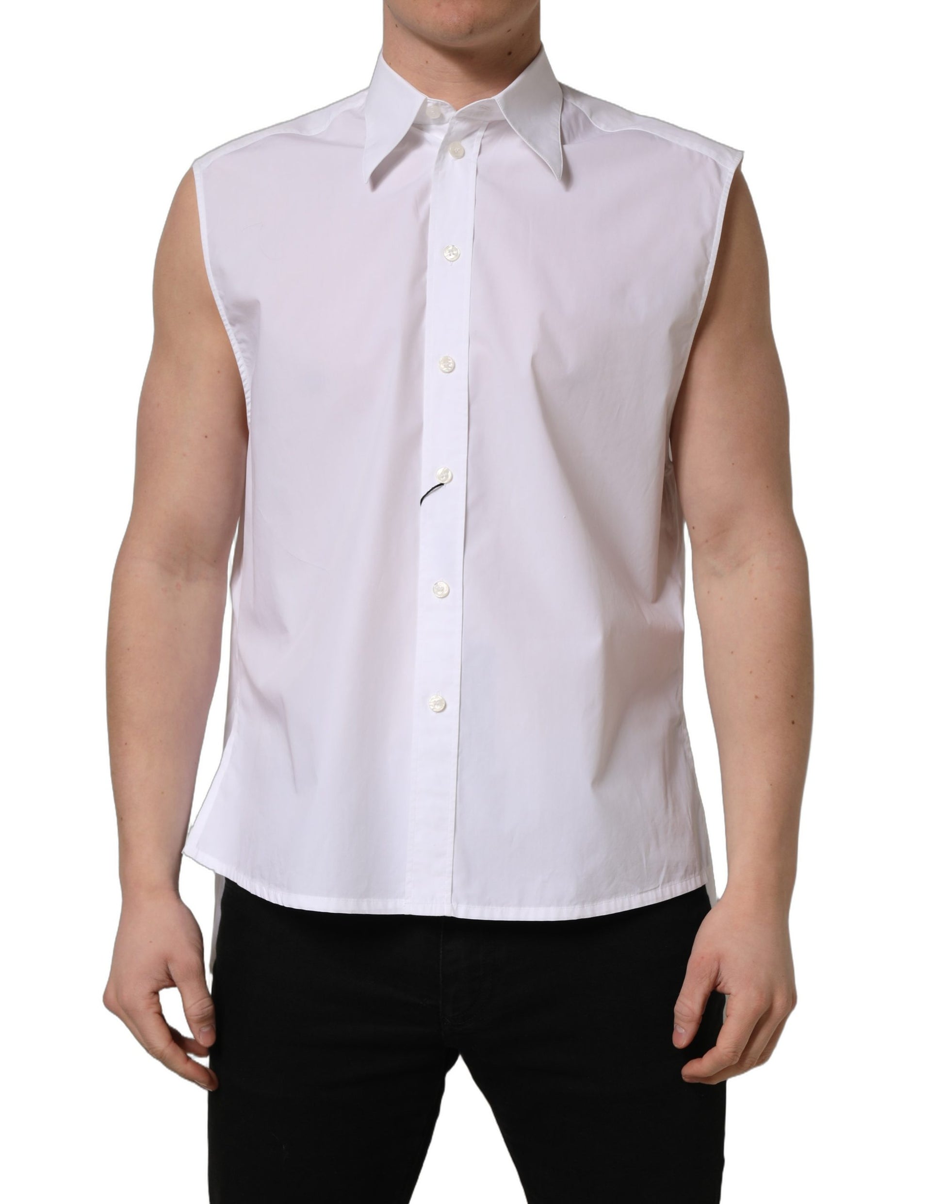 Chemise habillée sans manches Dolce & Gabbana en coton blanc
