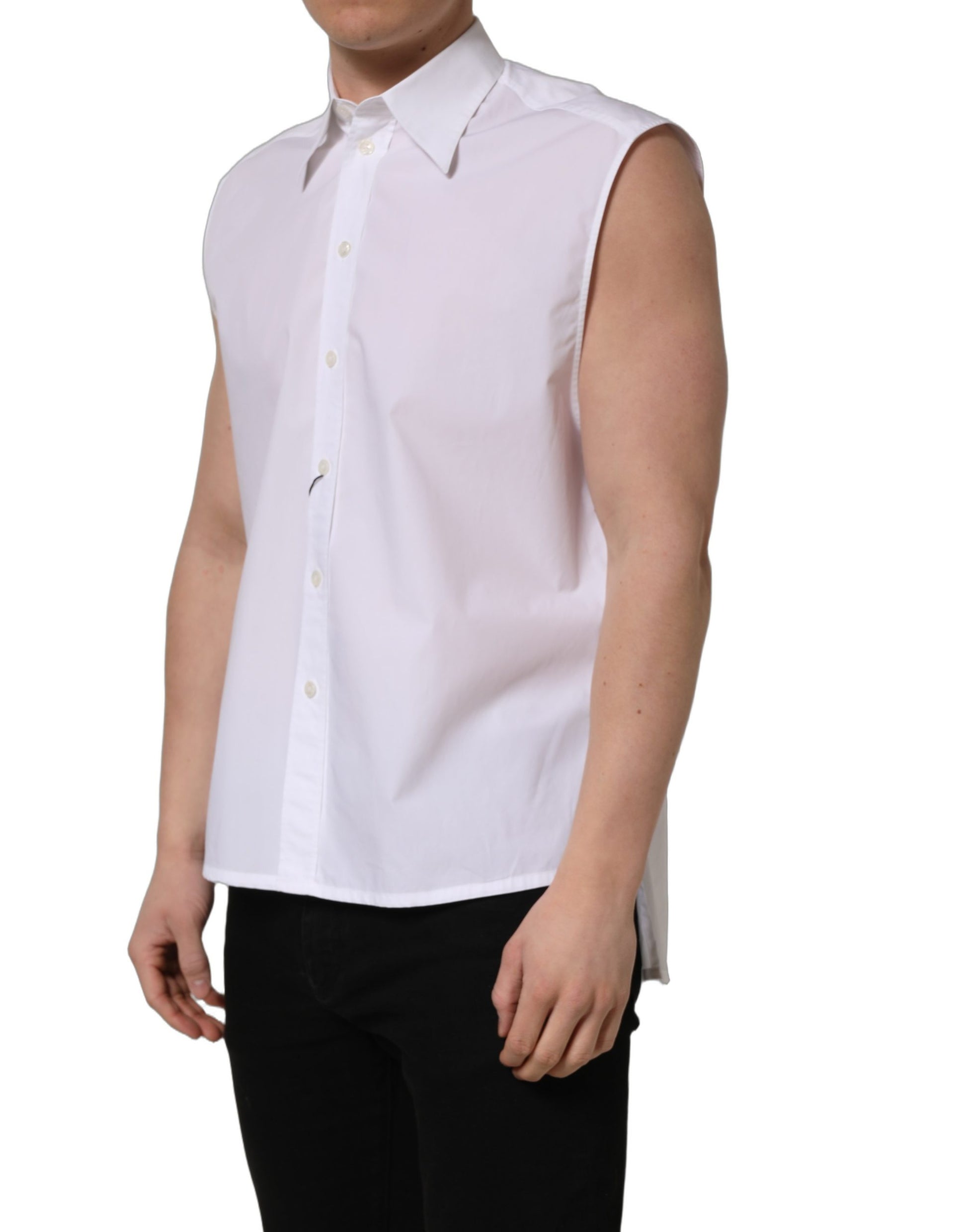 Chemise habillée sans manches Dolce & Gabbana en coton blanc