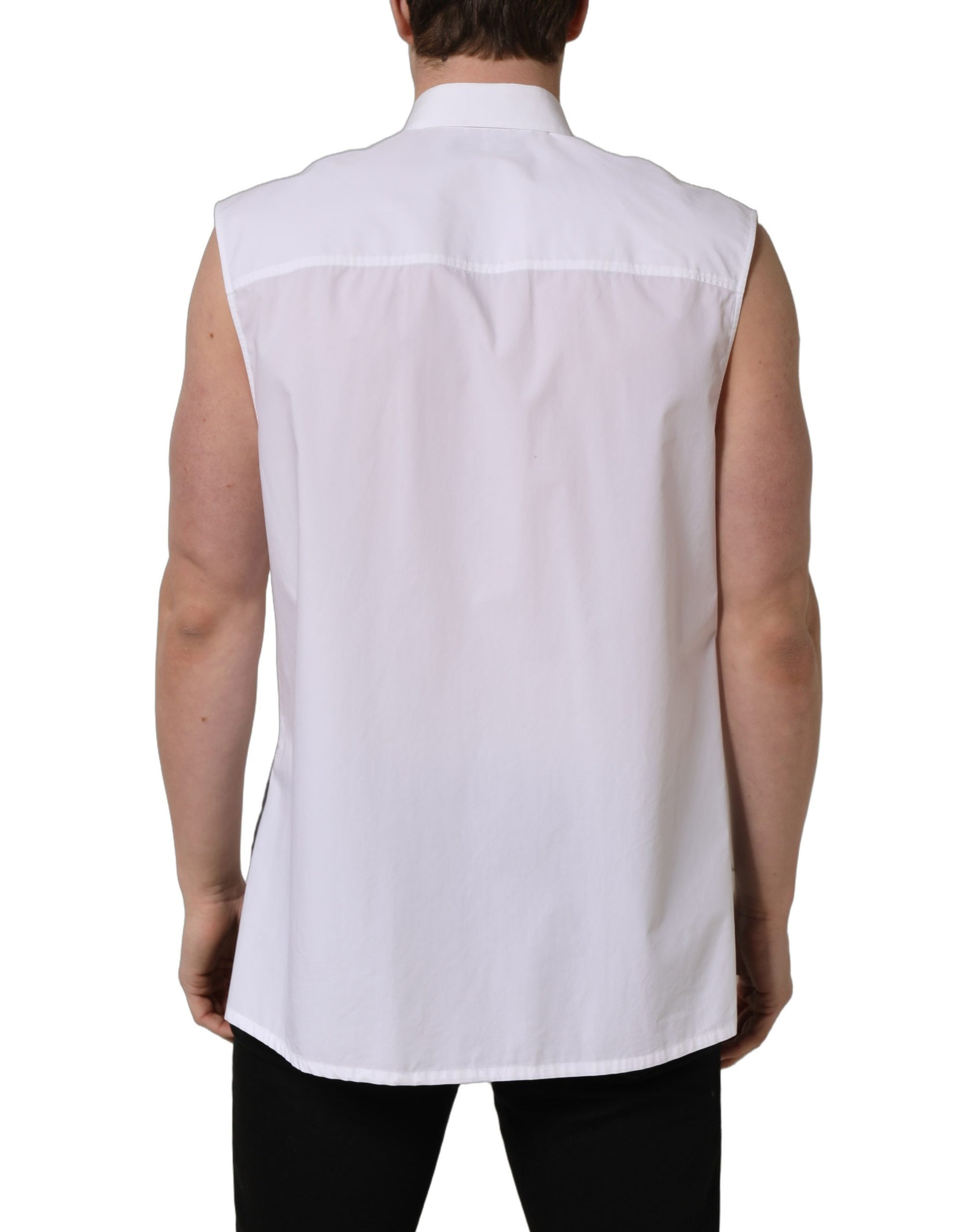 Chemise habillée sans manches Dolce & Gabbana en coton blanc