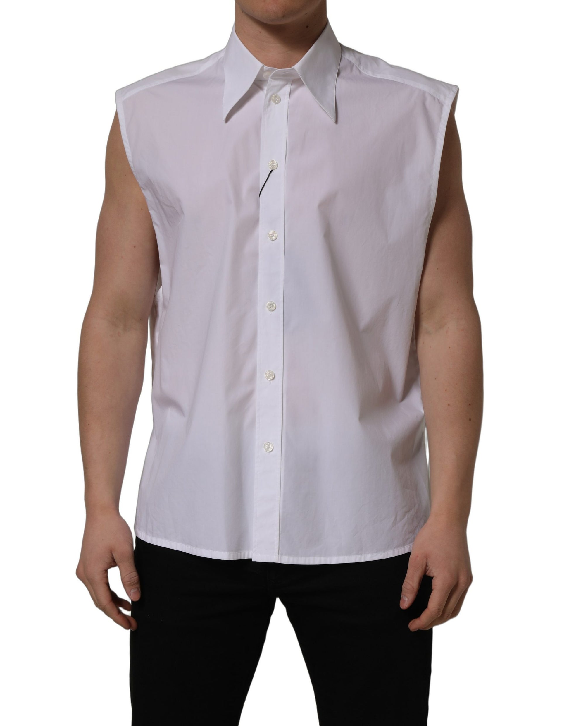 Chemise habillée sans manches Dolce & Gabbana en coton blanc