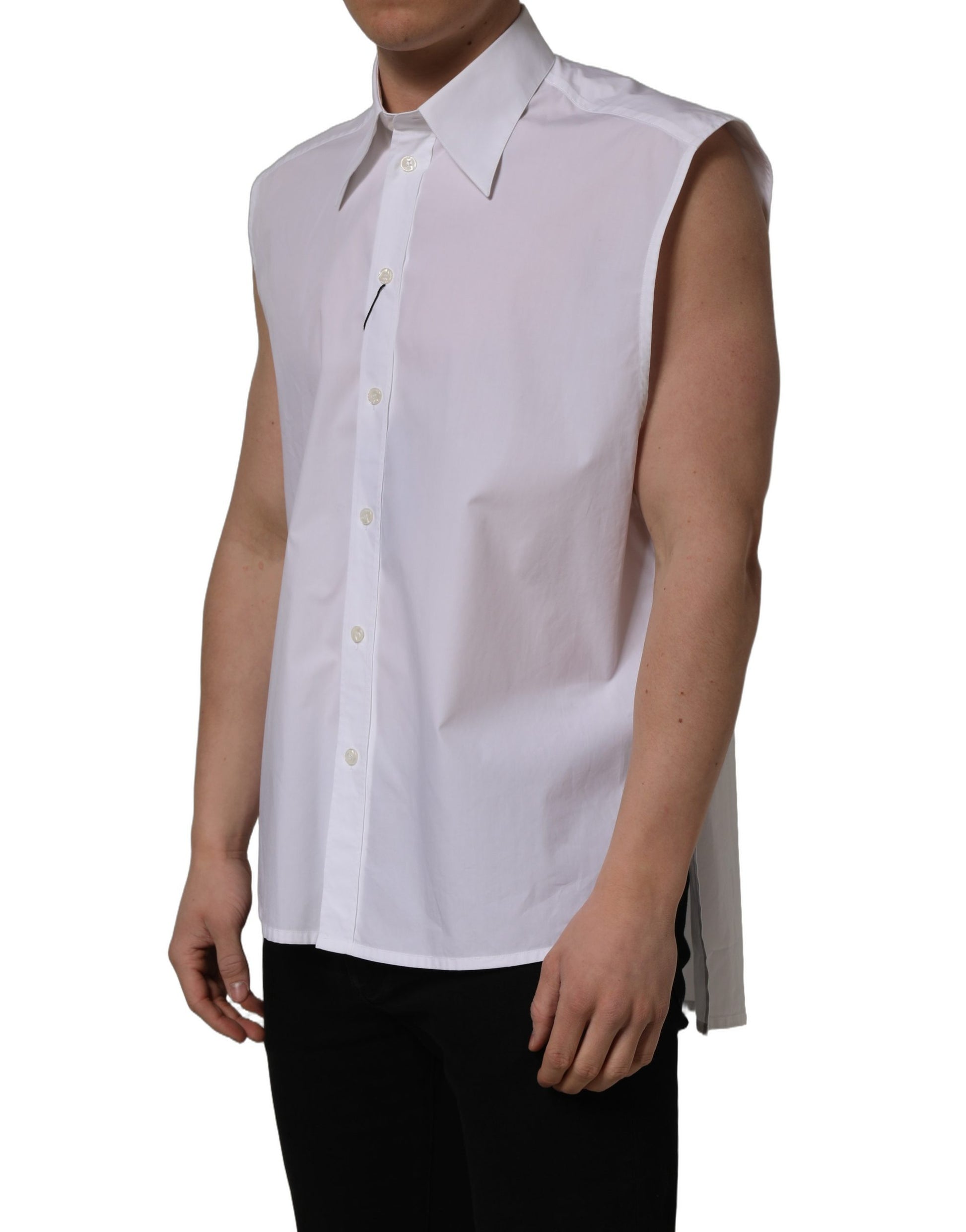 Chemise habillée sans manches Dolce & Gabbana en coton blanc