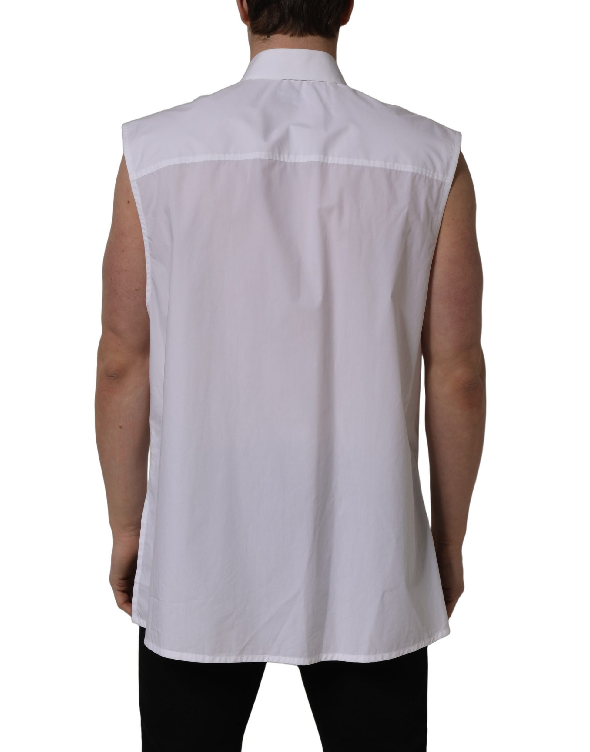 Chemise habillée sans manches Dolce & Gabbana en coton blanc
