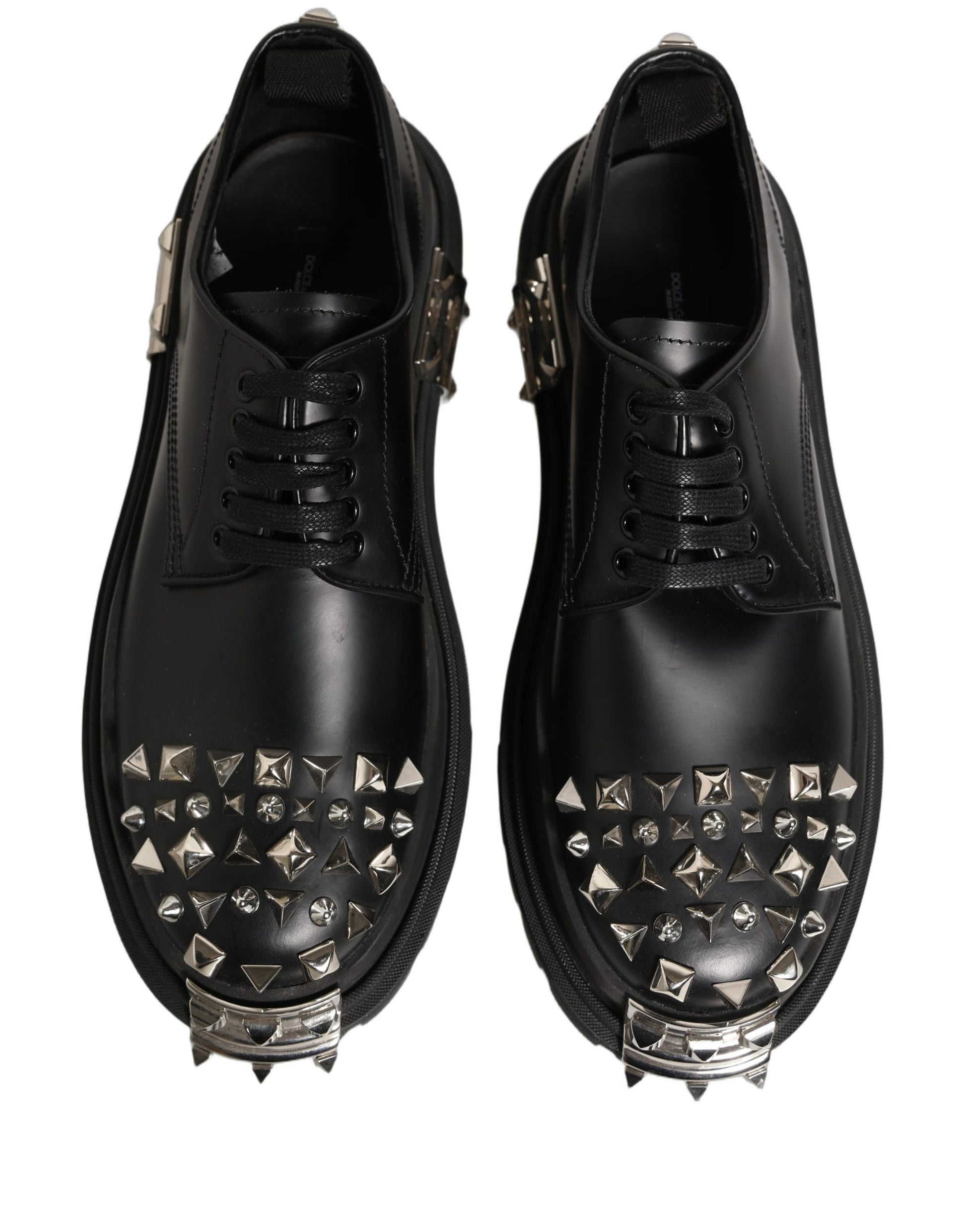 Chaussures Richelieu Hi-Trekking cloutées en cuir noir Dolce & Gabbana