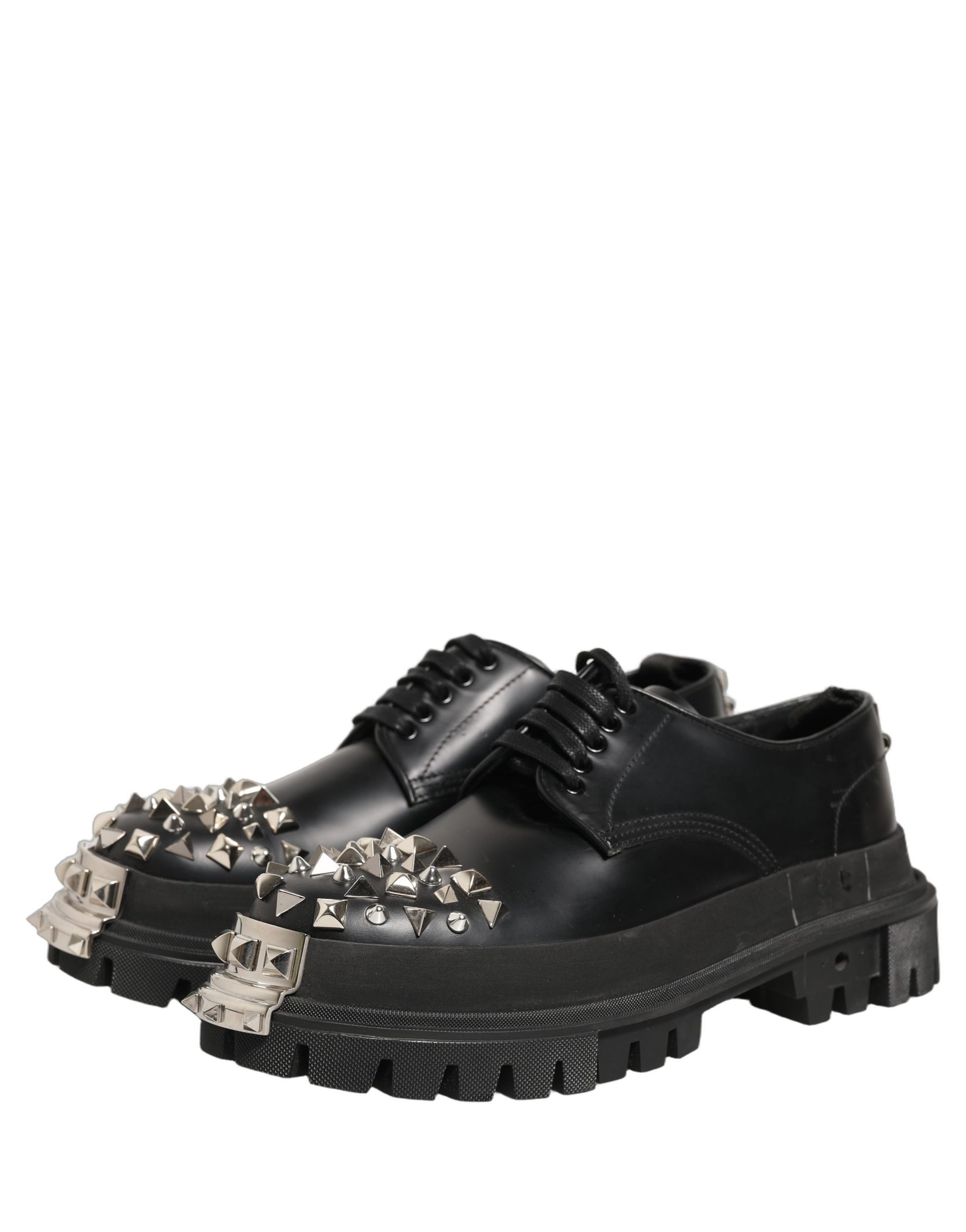 Chaussures Richelieu Hi-Trekking cloutées en cuir noir Dolce & Gabbana