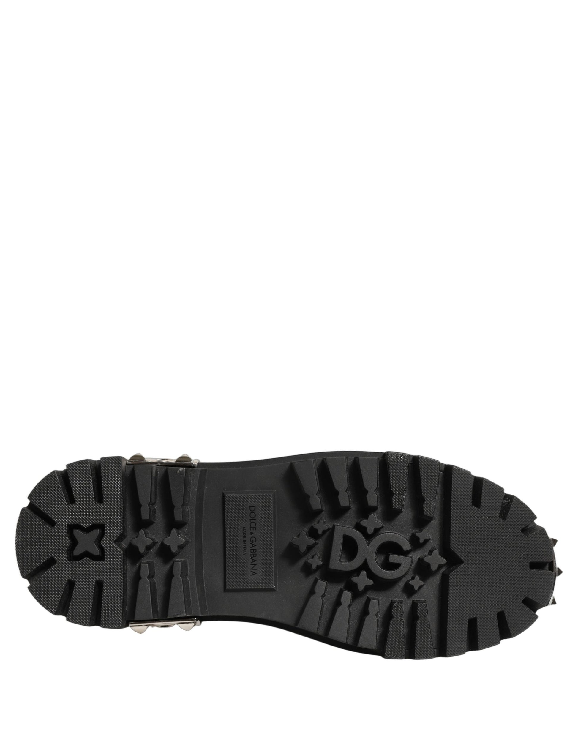 Chaussures Richelieu Hi-Trekking cloutées en cuir noir Dolce & Gabbana