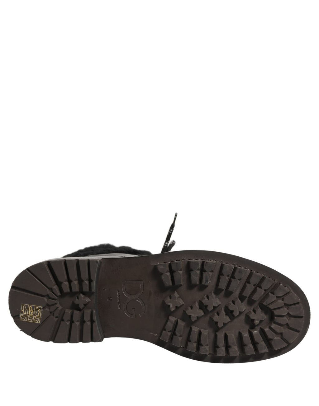 Bottes en cuir et fourrure Dolce & Gabbana noires à lacets, style trekking