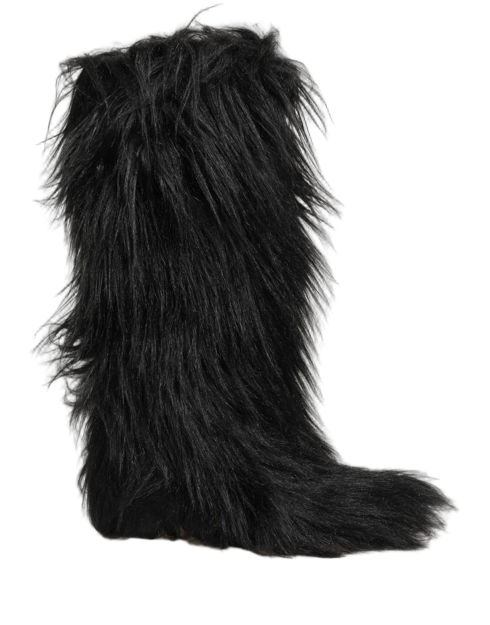 Bottes d'hiver mi-mollet Dolce & Gabbana en fausse fourrure noire