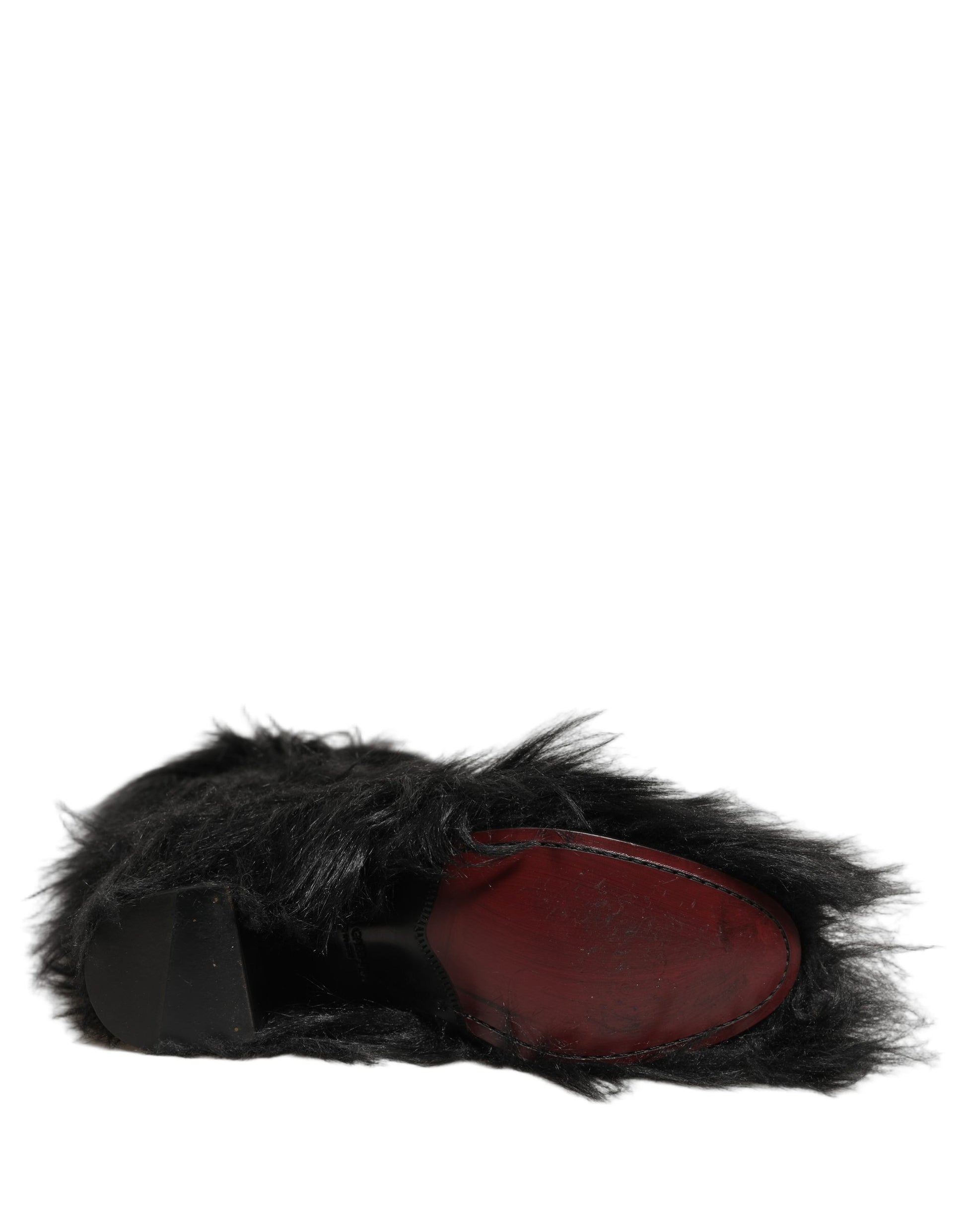 Bottes d'hiver mi-mollet Dolce & Gabbana en fausse fourrure noire