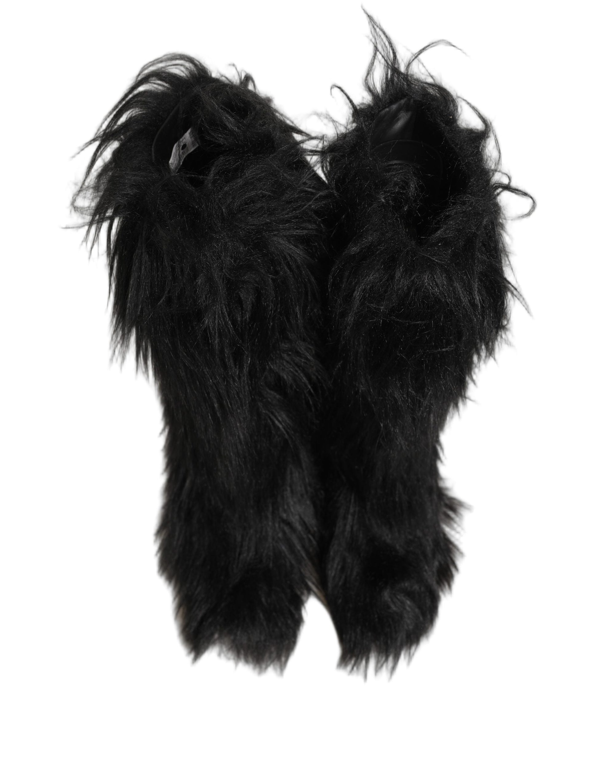 Bottes d'hiver mi-mollet Dolce & Gabbana en fausse fourrure noire