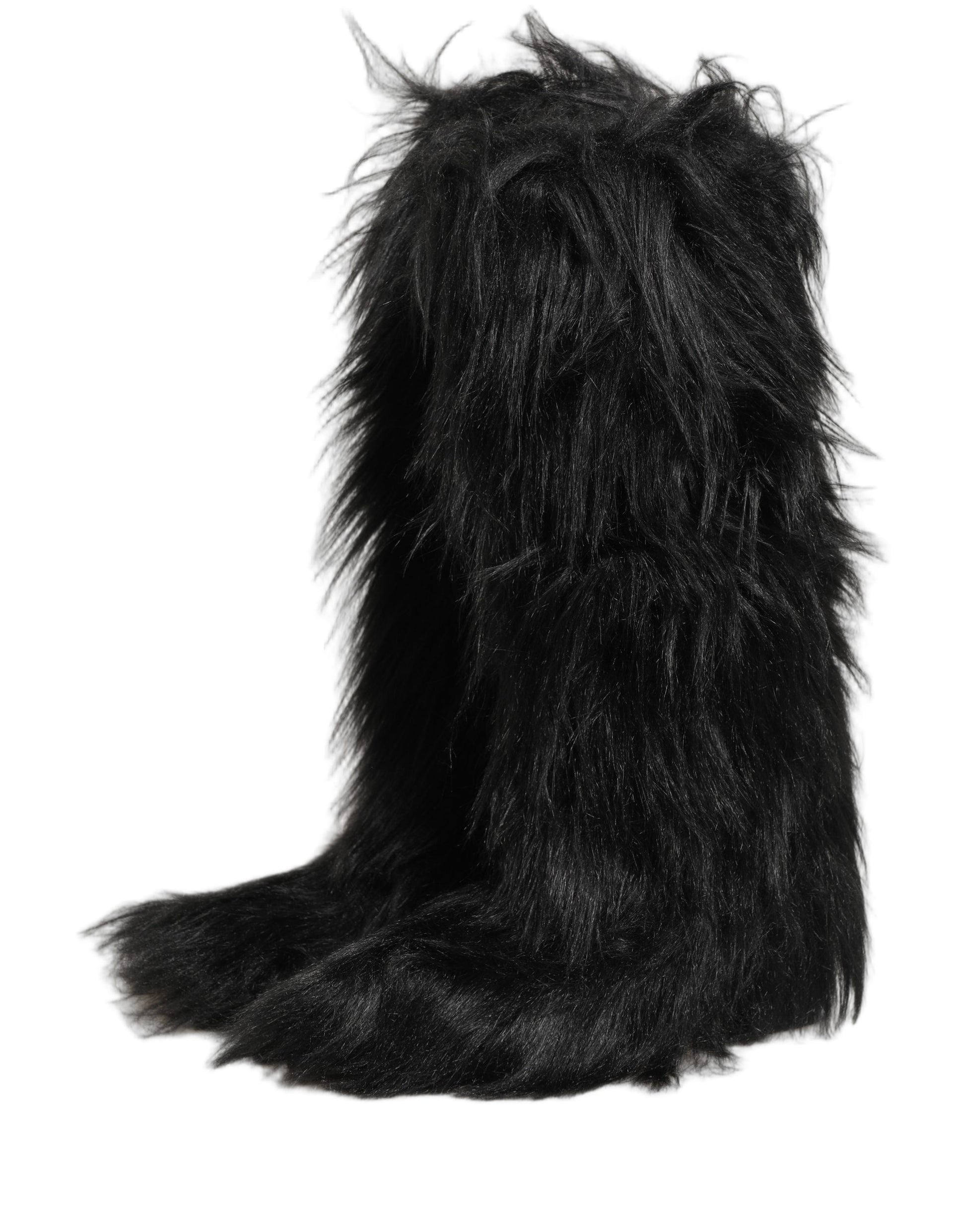 Bottes d'hiver mi-mollet Dolce & Gabbana en fausse fourrure noire