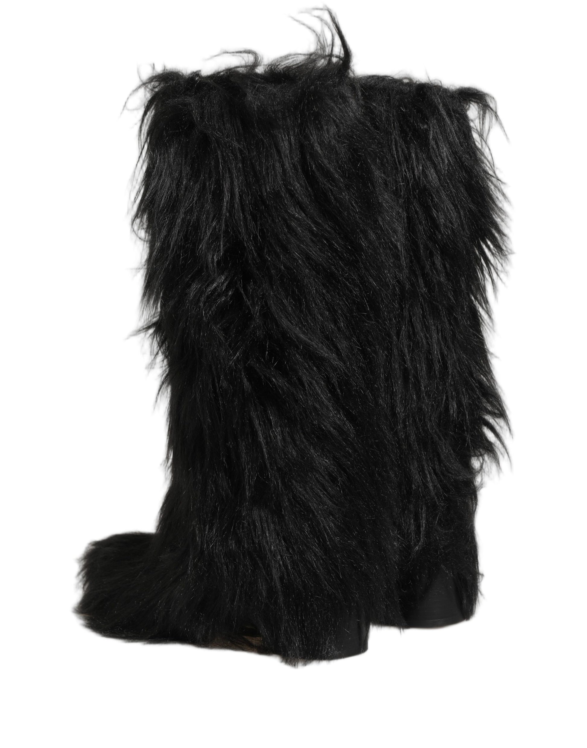 Bottes d'hiver mi-mollet Dolce & Gabbana en fausse fourrure noire