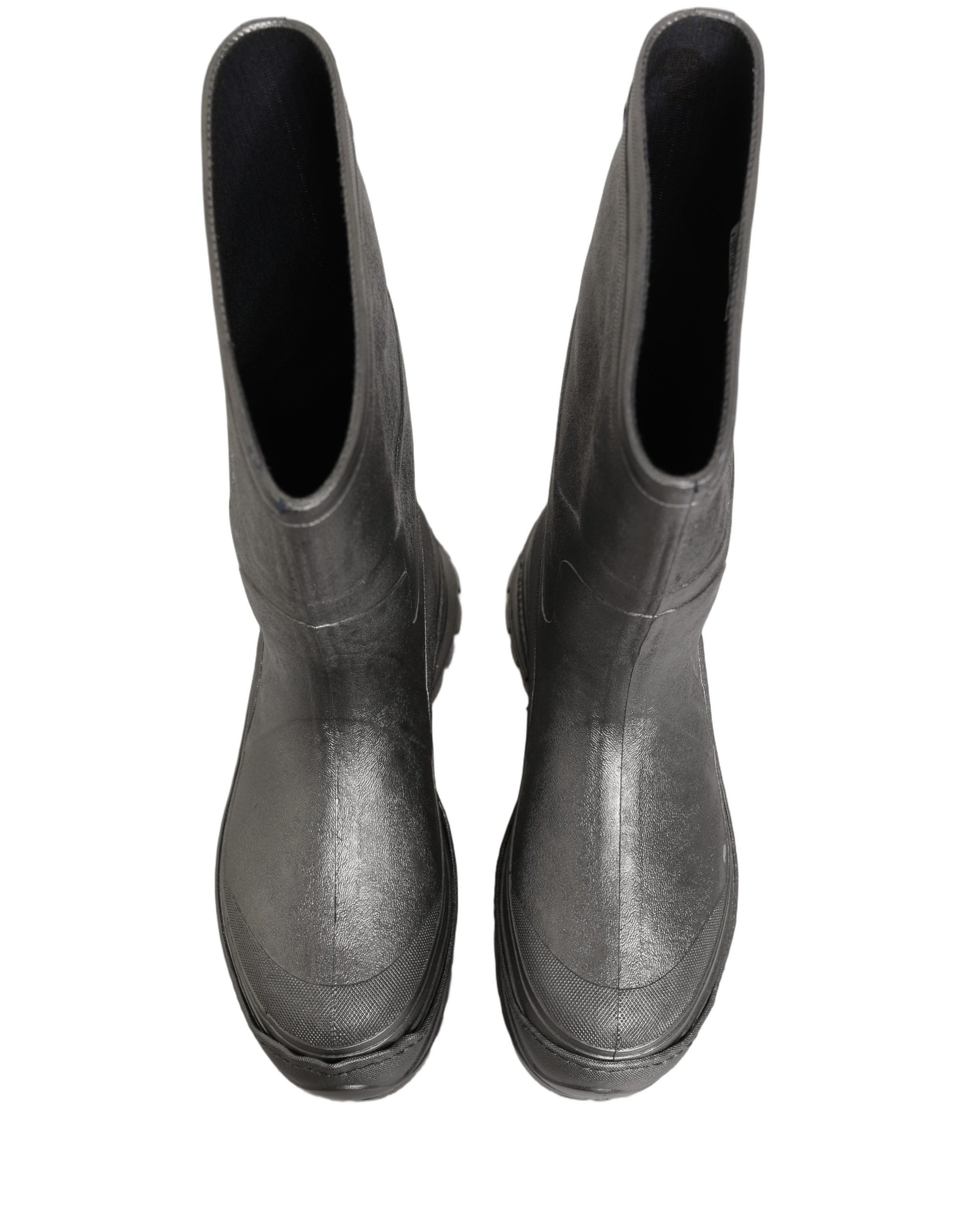 Bottes de pluie Dolce & Gabbana métallisées argentées à enfiler pour homme
