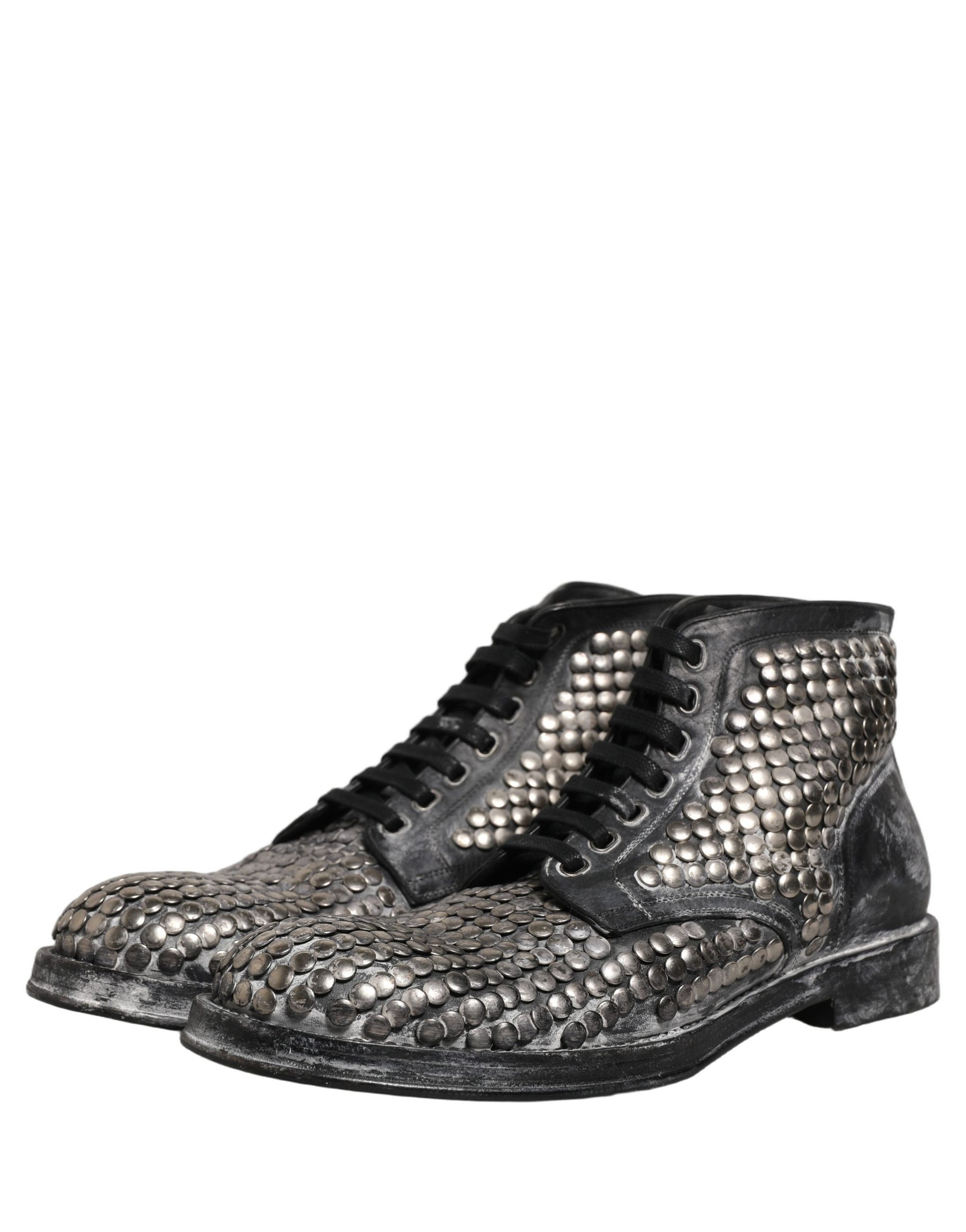 Chaussures Bottines Dolce & Gabbana en Cuir Noir Clous Défilé