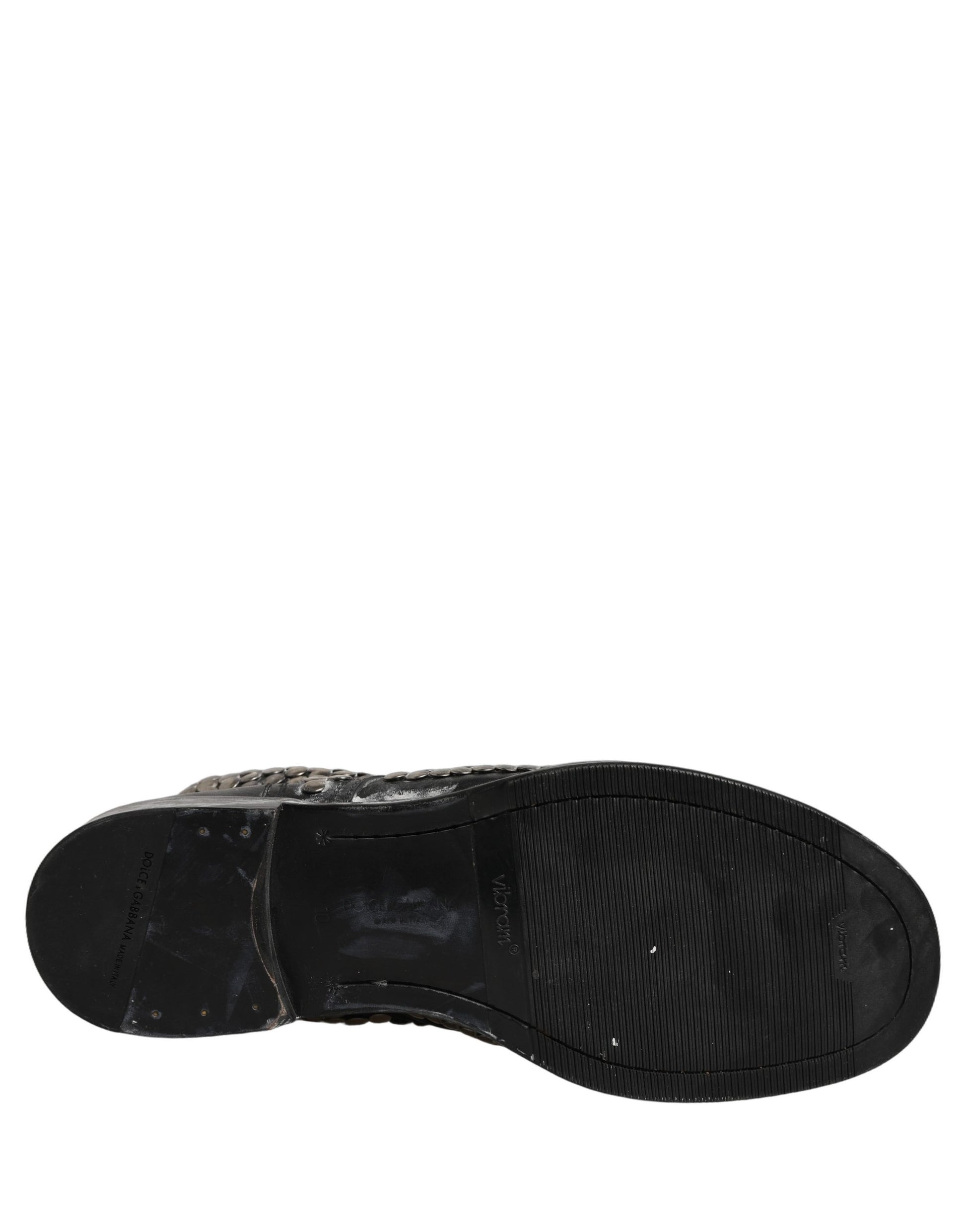 Chaussures Bottines Dolce & Gabbana en Cuir Noir Clous Défilé