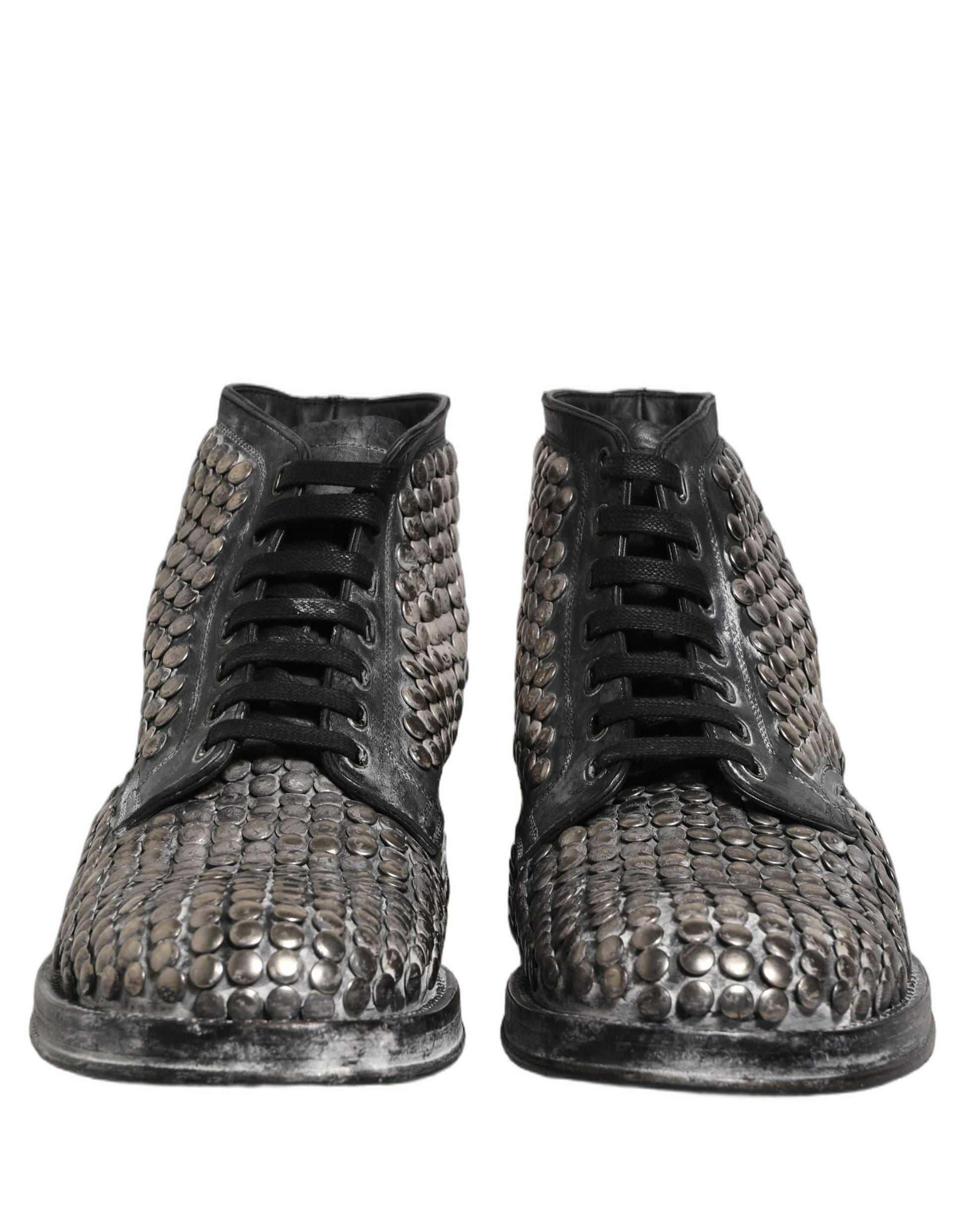 Chaussures Bottines Dolce & Gabbana en Cuir Noir Clous Défilé