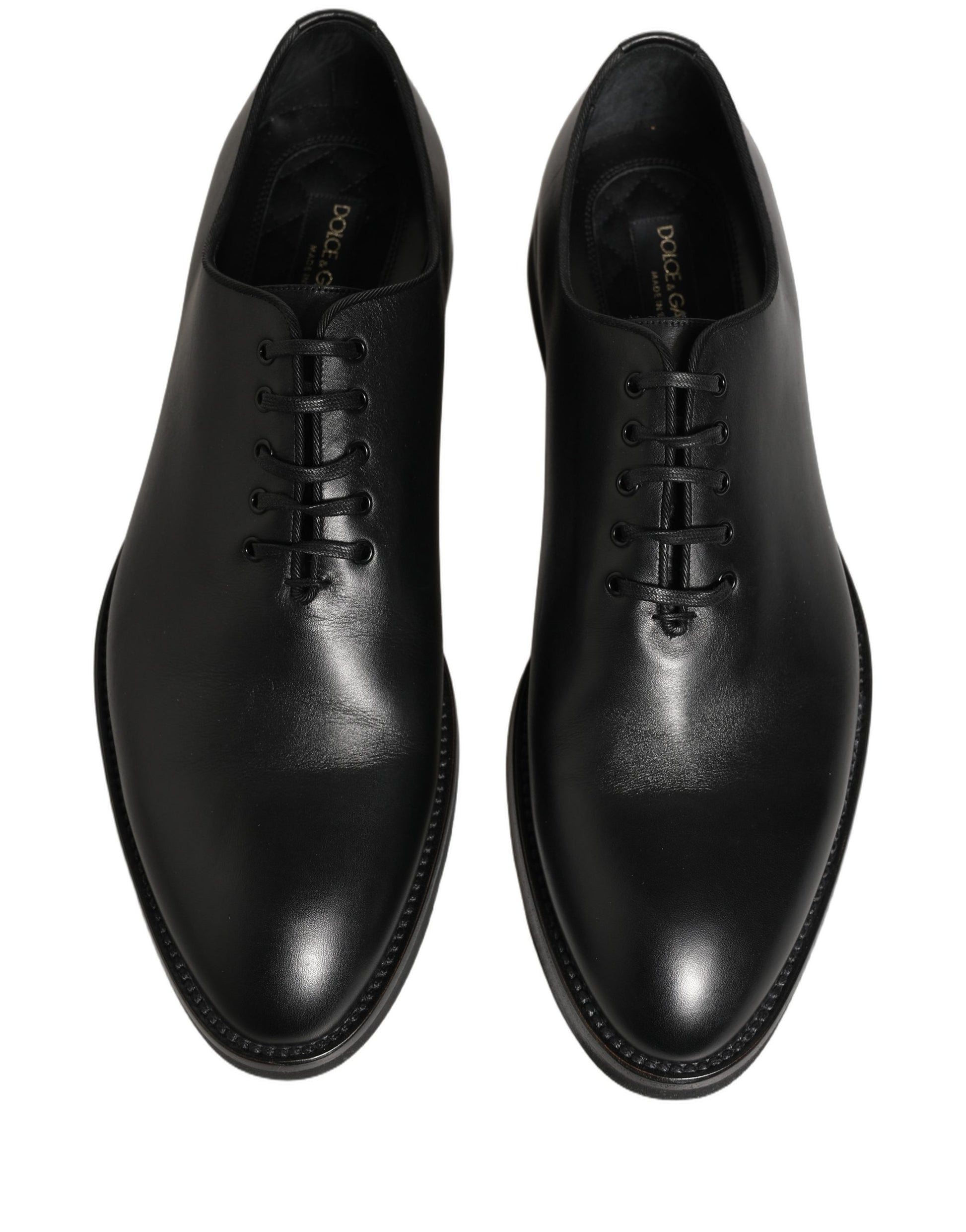 Chaussures de ville Richelieu formelles pour homme en cuir noir Dolce & Gabbana