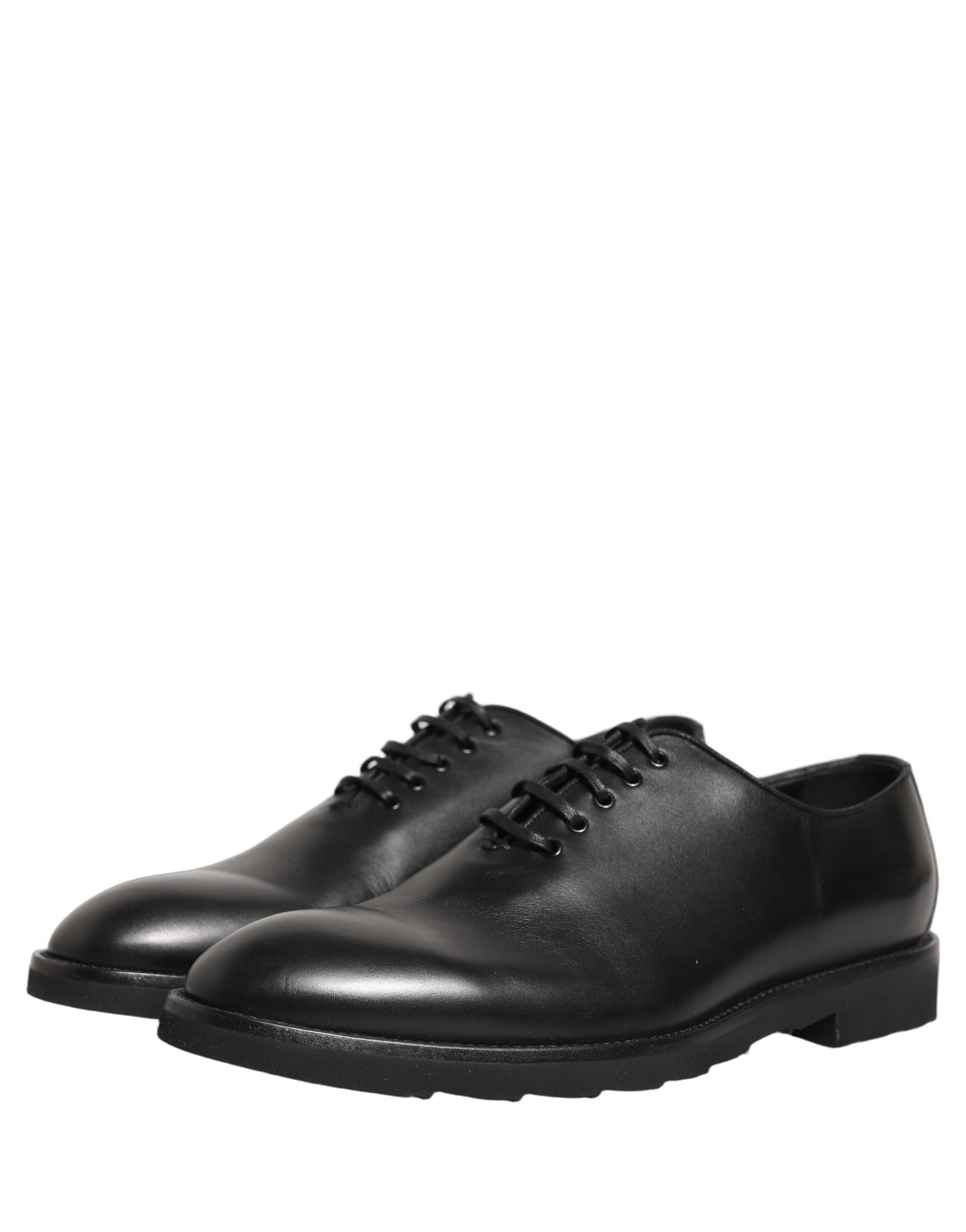 Chaussures de ville Richelieu formelles pour homme en cuir noir Dolce & Gabbana