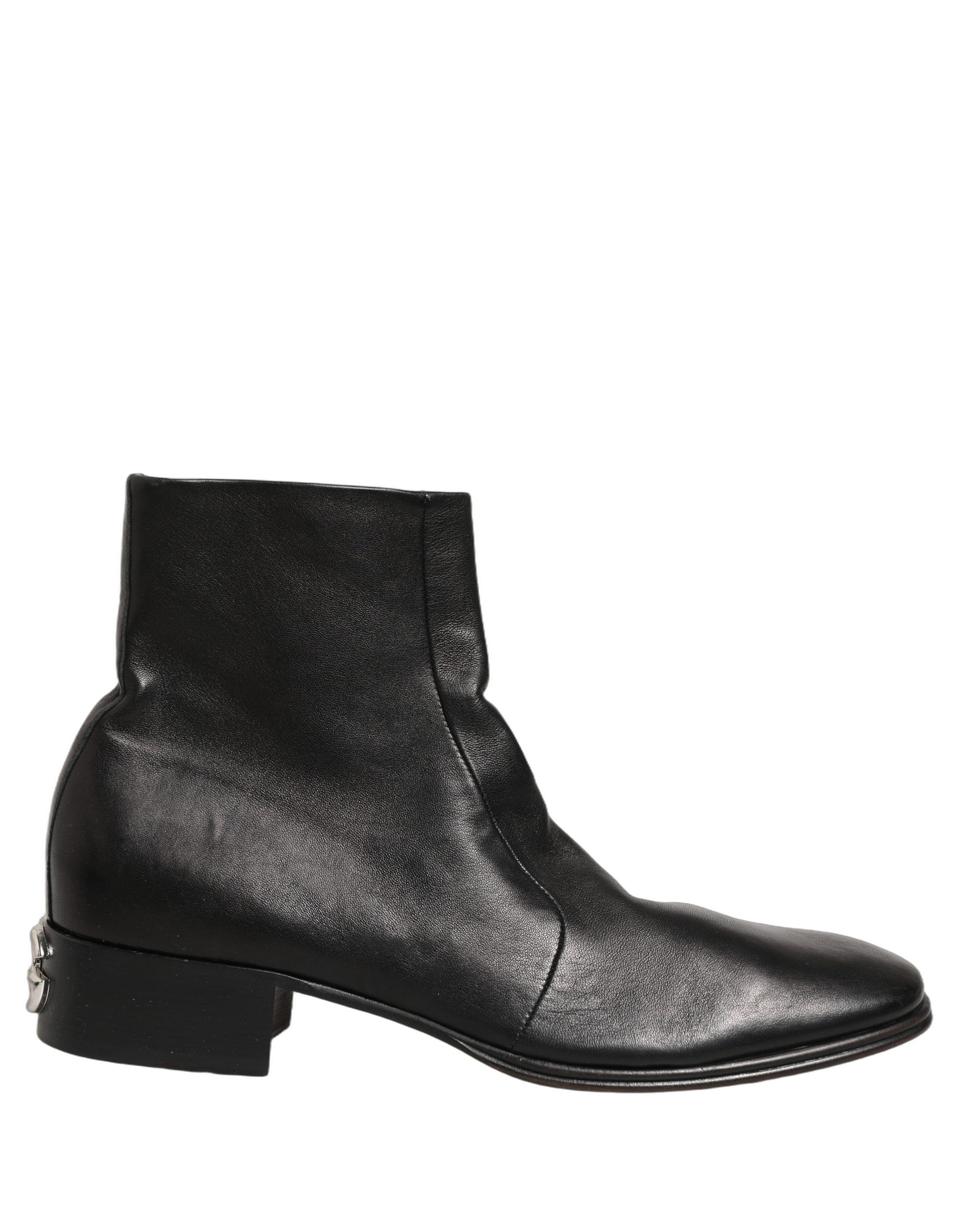 Chaussures Bottines Courtes en Cuir Noir à Logo Dolce & Gabbana