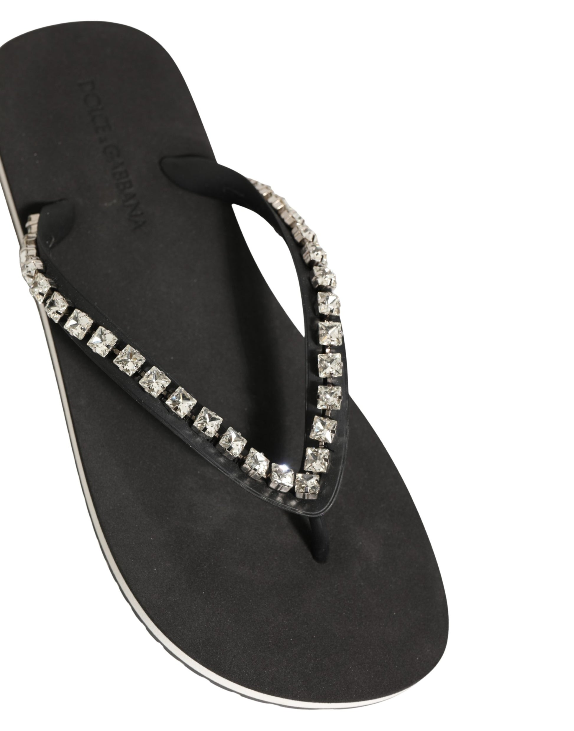 Dolce & Gabbana Tongs en caoutchouc ornées noires Homme