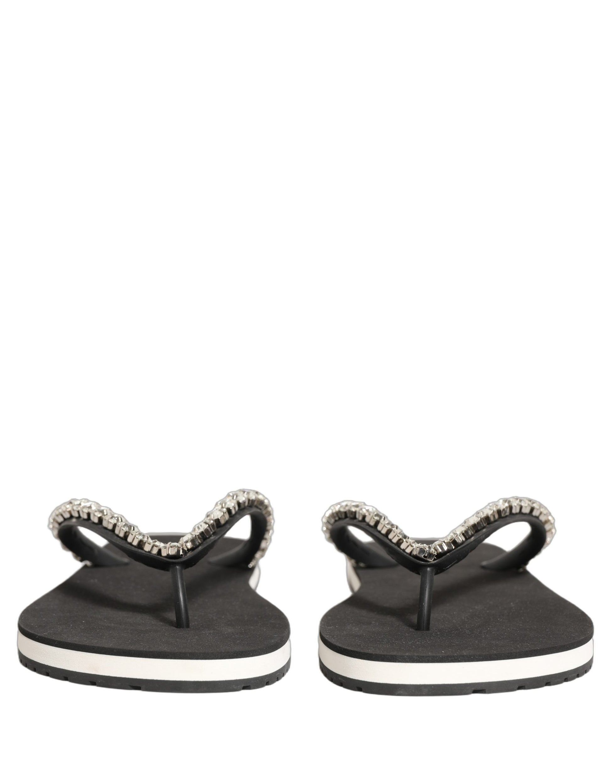 Dolce & Gabbana Tongs en caoutchouc ornées noires Homme