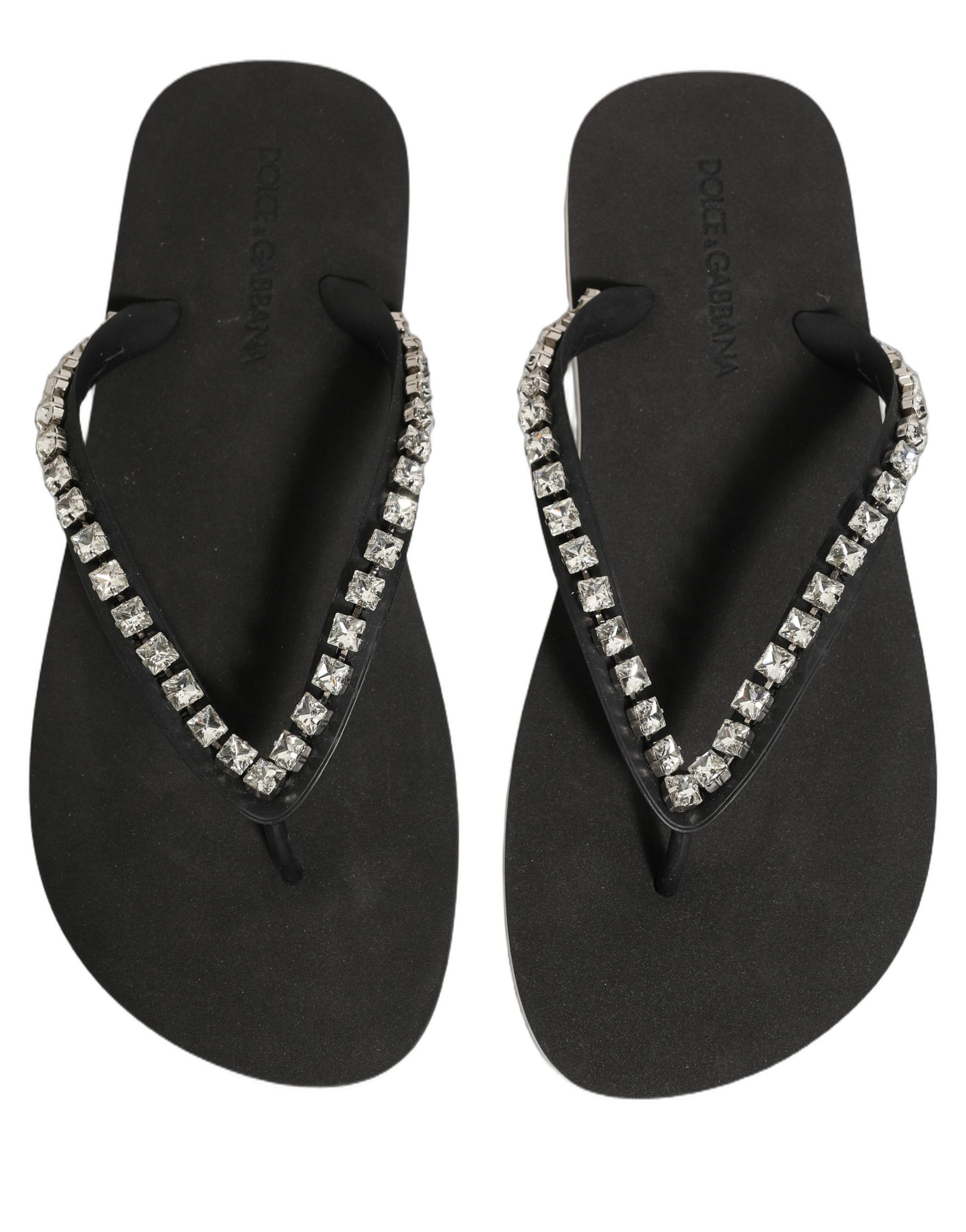 Dolce & Gabbana Tongs en caoutchouc ornées noires Homme