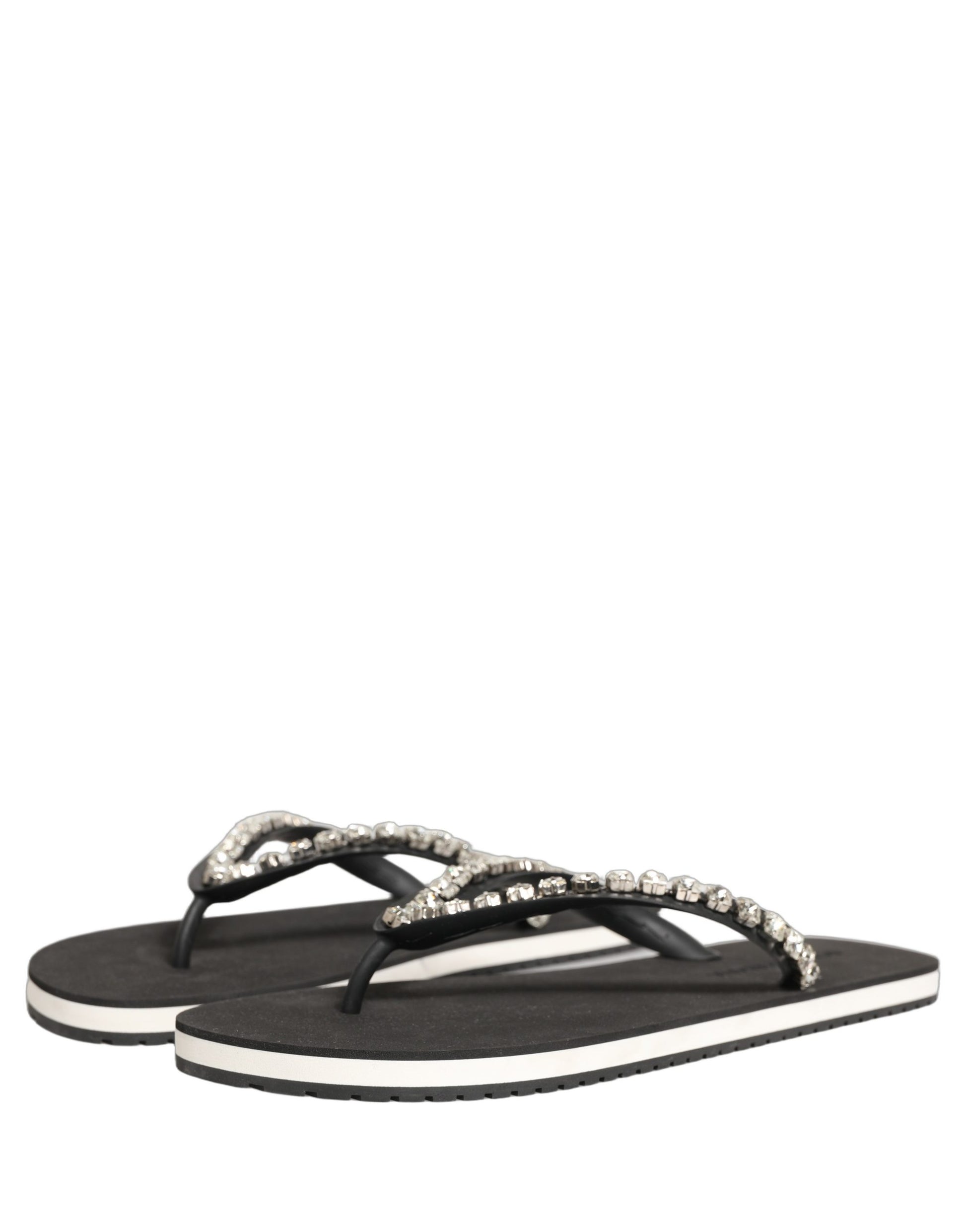 Dolce & Gabbana Tongs en caoutchouc ornées noires Homme