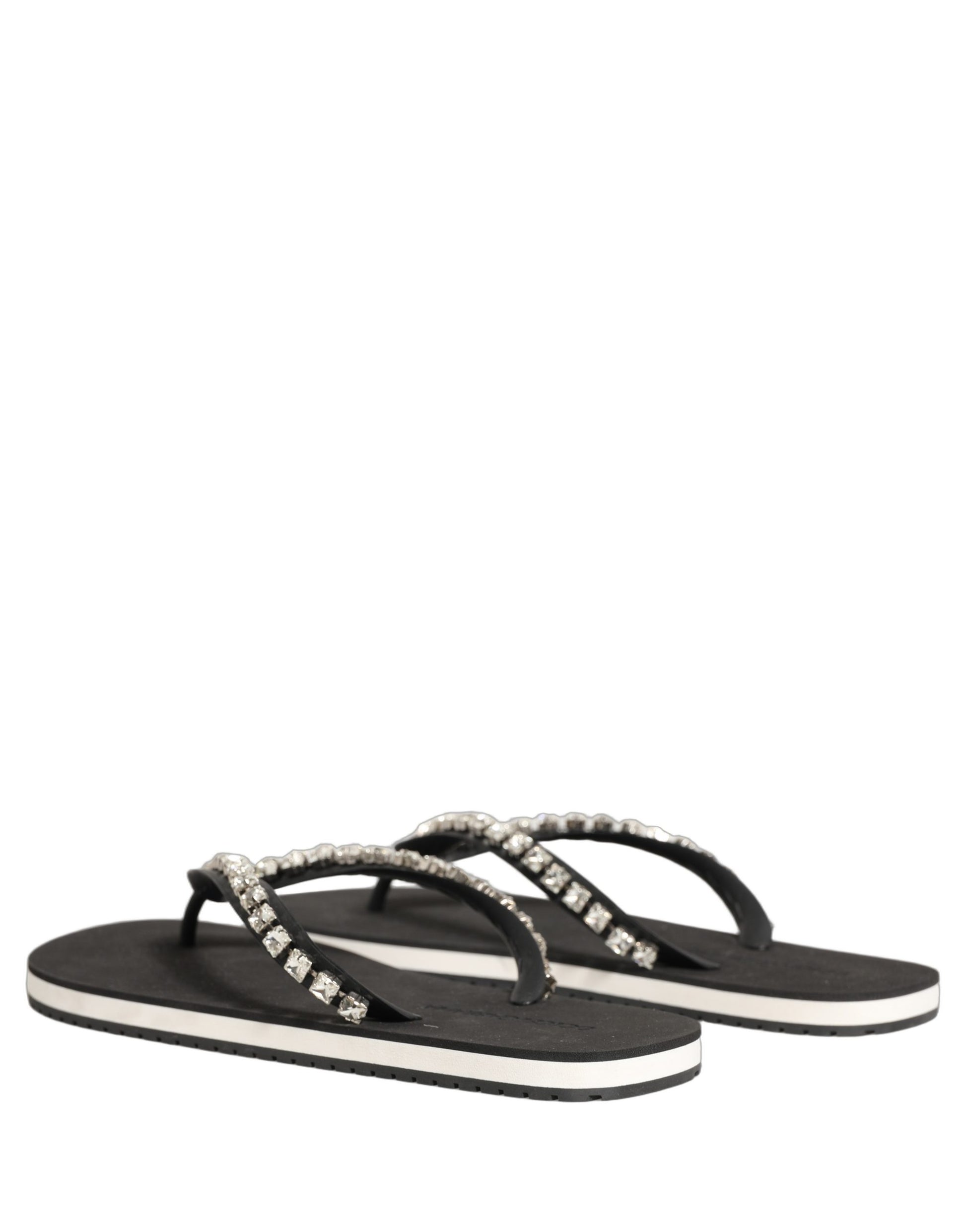 Dolce & Gabbana Tongs en caoutchouc ornées noires Homme