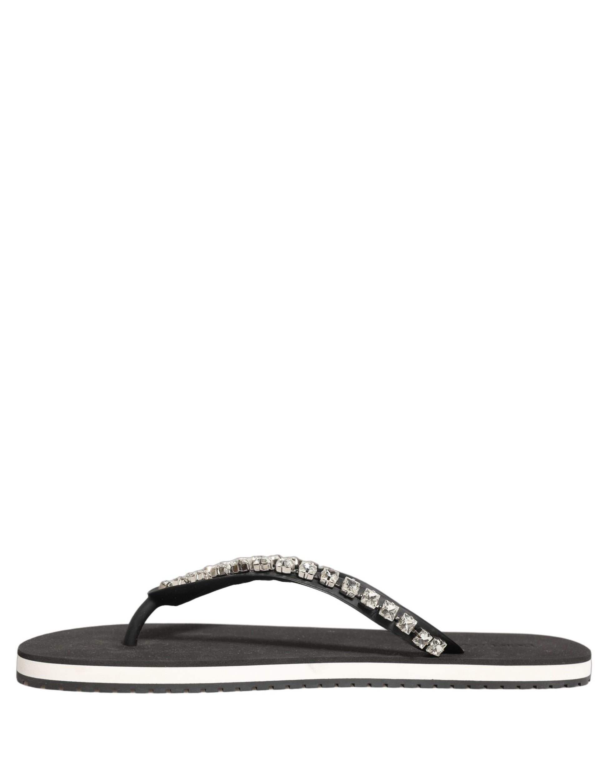 Dolce & Gabbana Tongs en caoutchouc ornées noires Homme