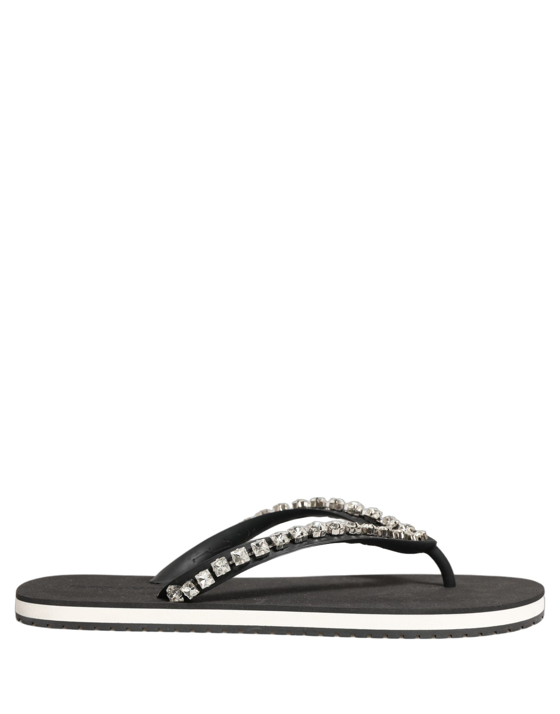 Dolce & Gabbana Tongs en caoutchouc ornées noires Homme