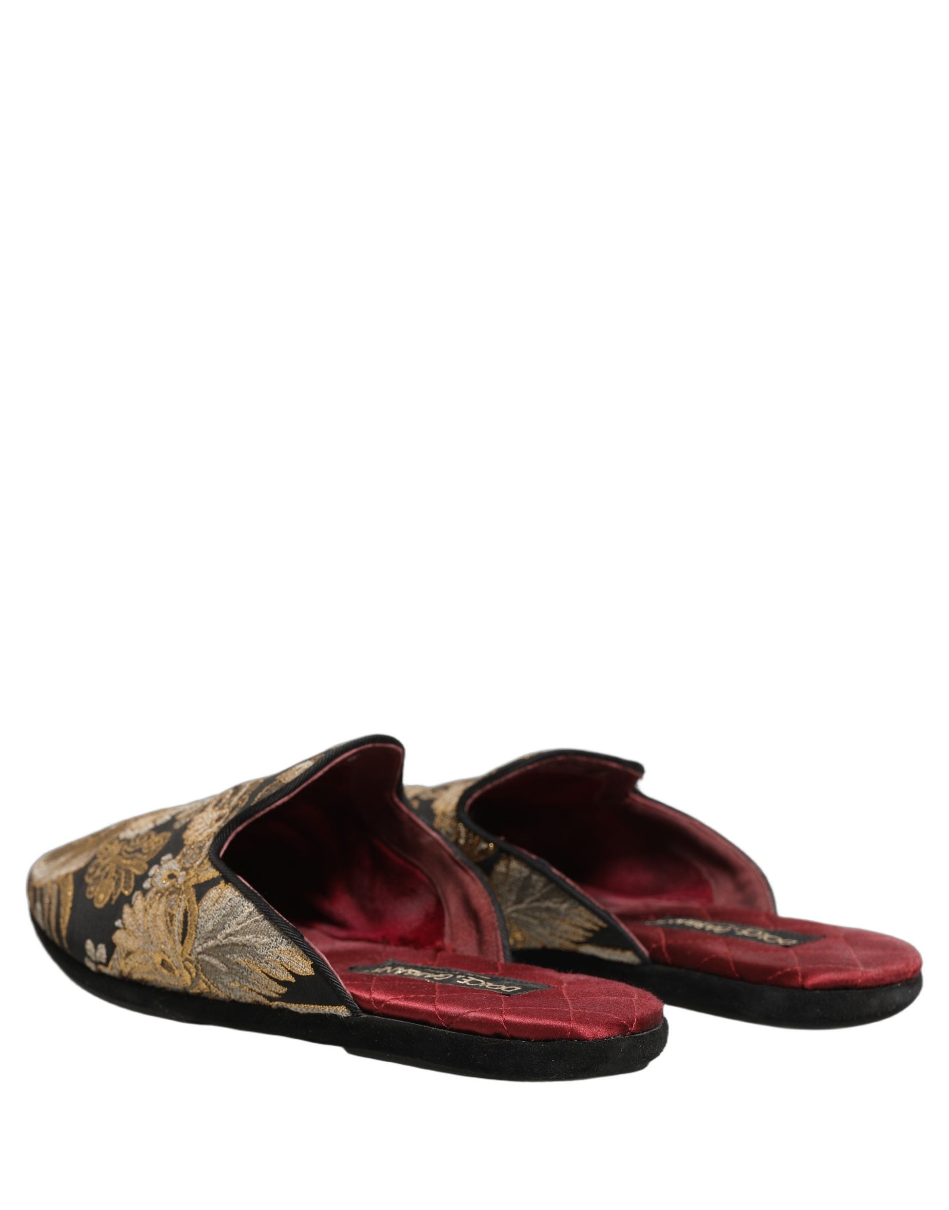 Dolce & Gabbana Sandales plates en jacquard floral noir pour hommes