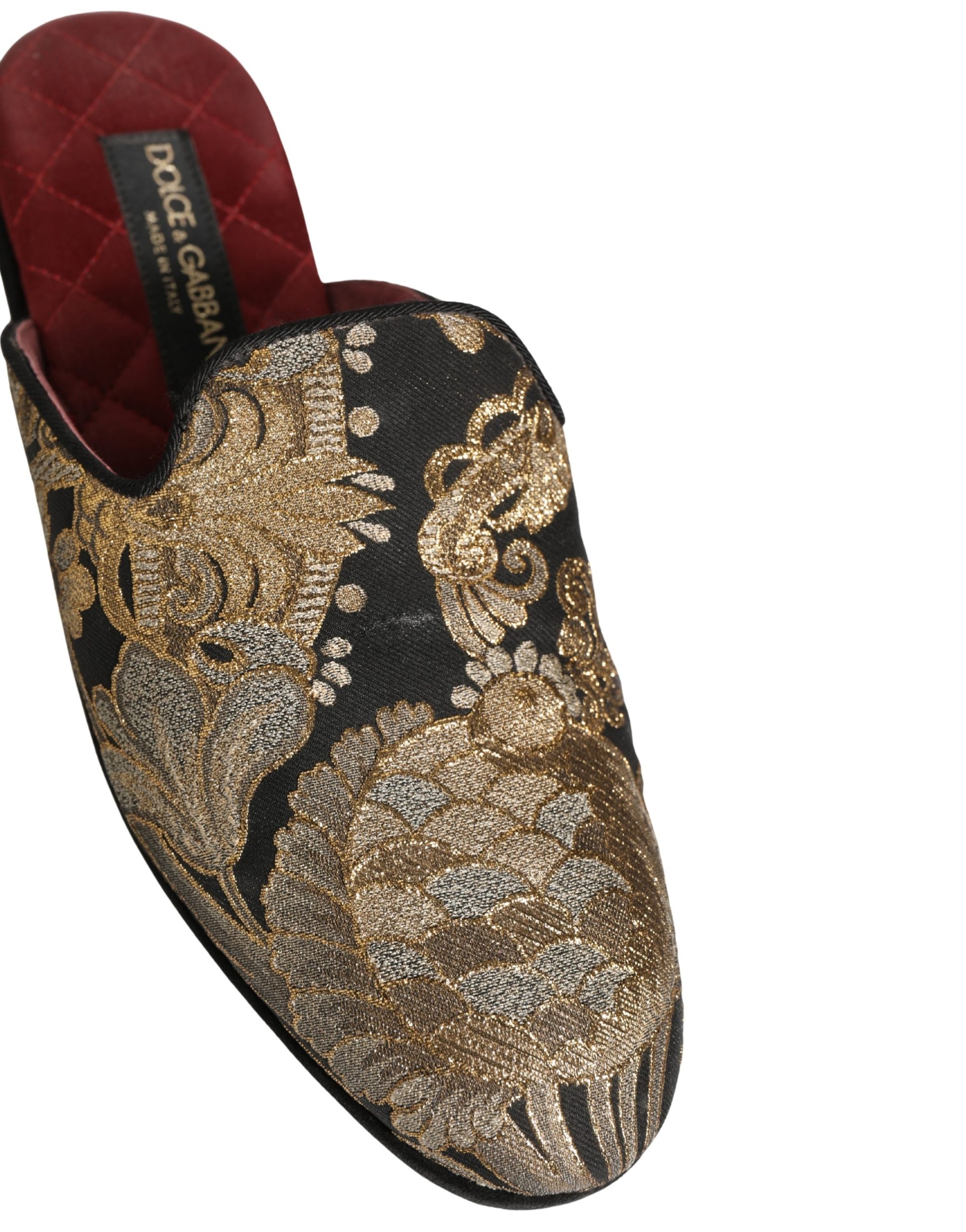 Dolce & Gabbana Sandales plates en jacquard floral noir pour hommes