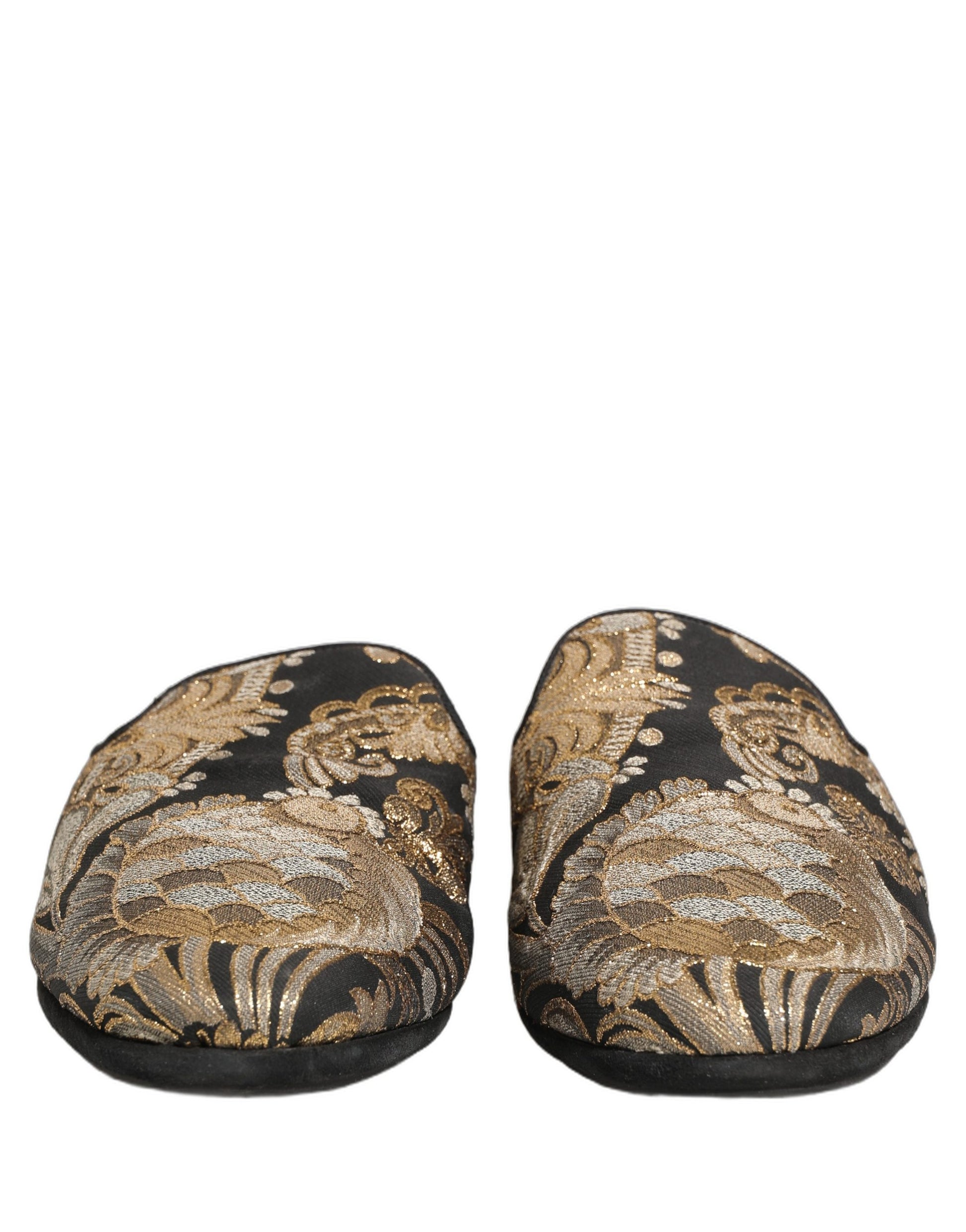 Dolce & Gabbana Sandales plates en jacquard floral noir pour hommes