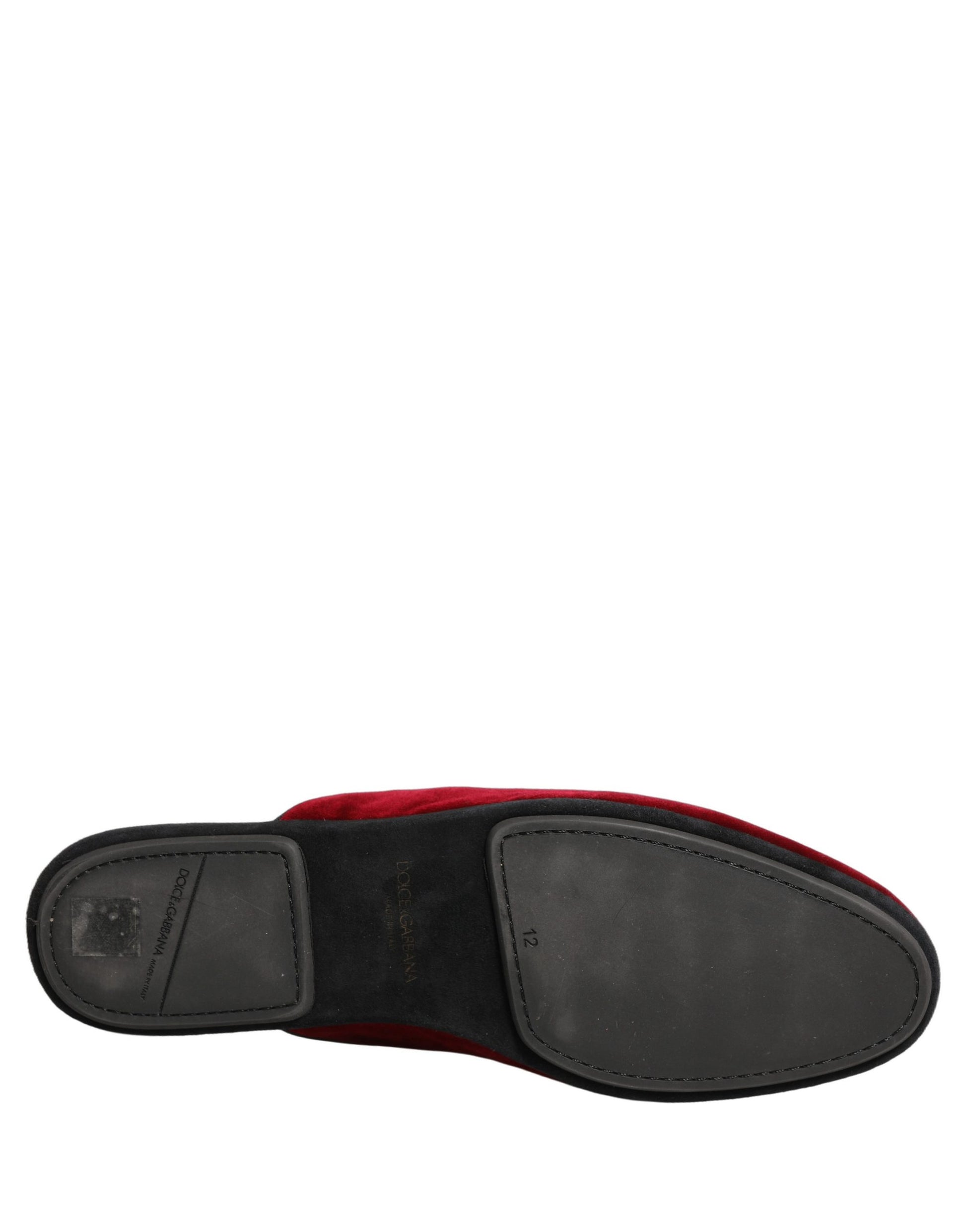 Mules plates homme en daim rouge Dolce & Gabbana