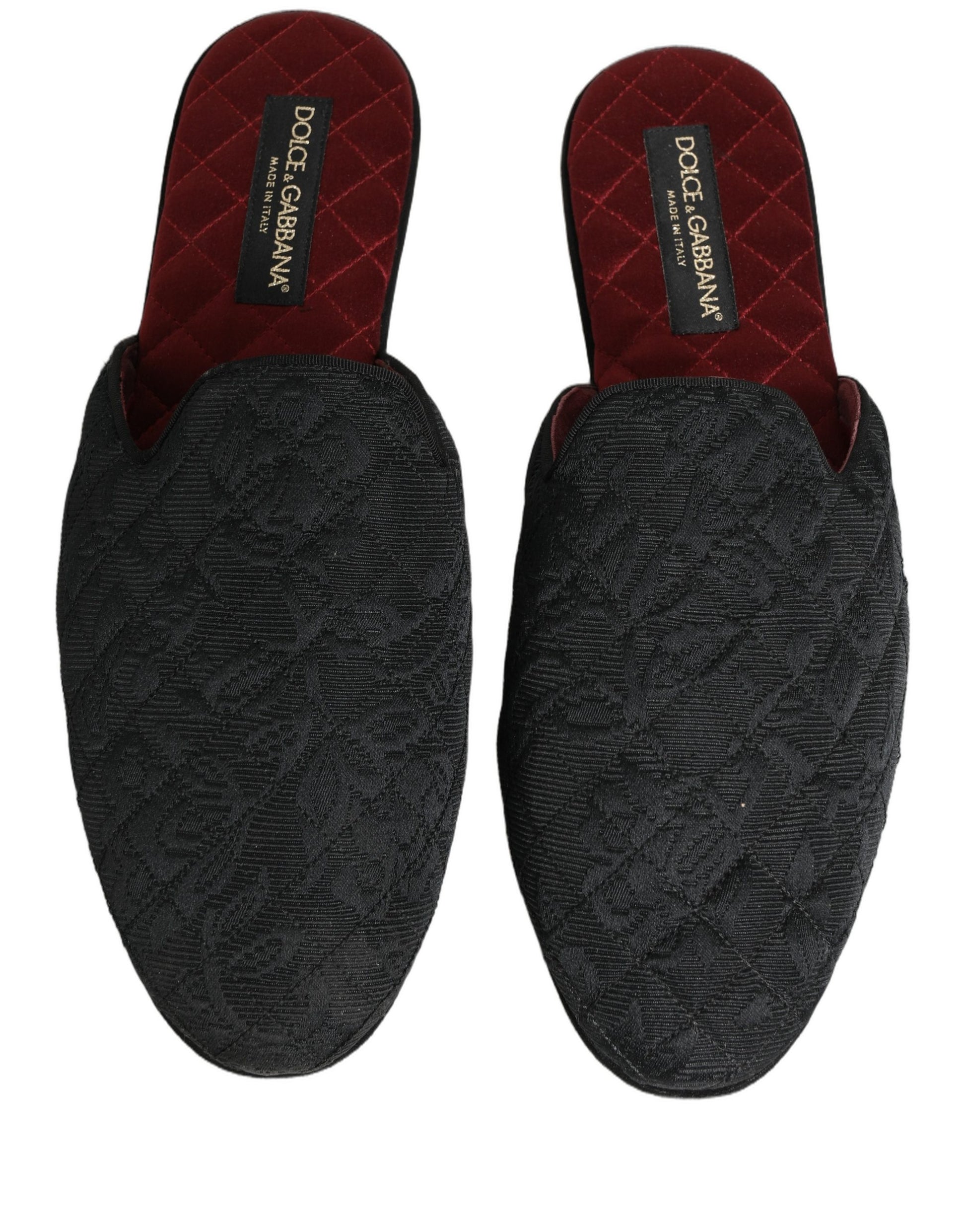 Dolce & Gabbana Claquettes Chaussons Brodés Floraux Noirs
