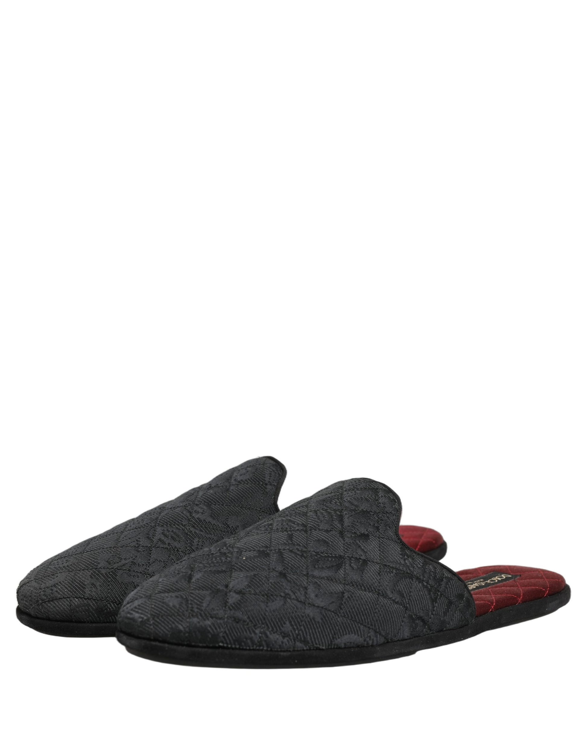 Dolce & Gabbana Claquettes Chaussons Brodés Floraux Noirs
