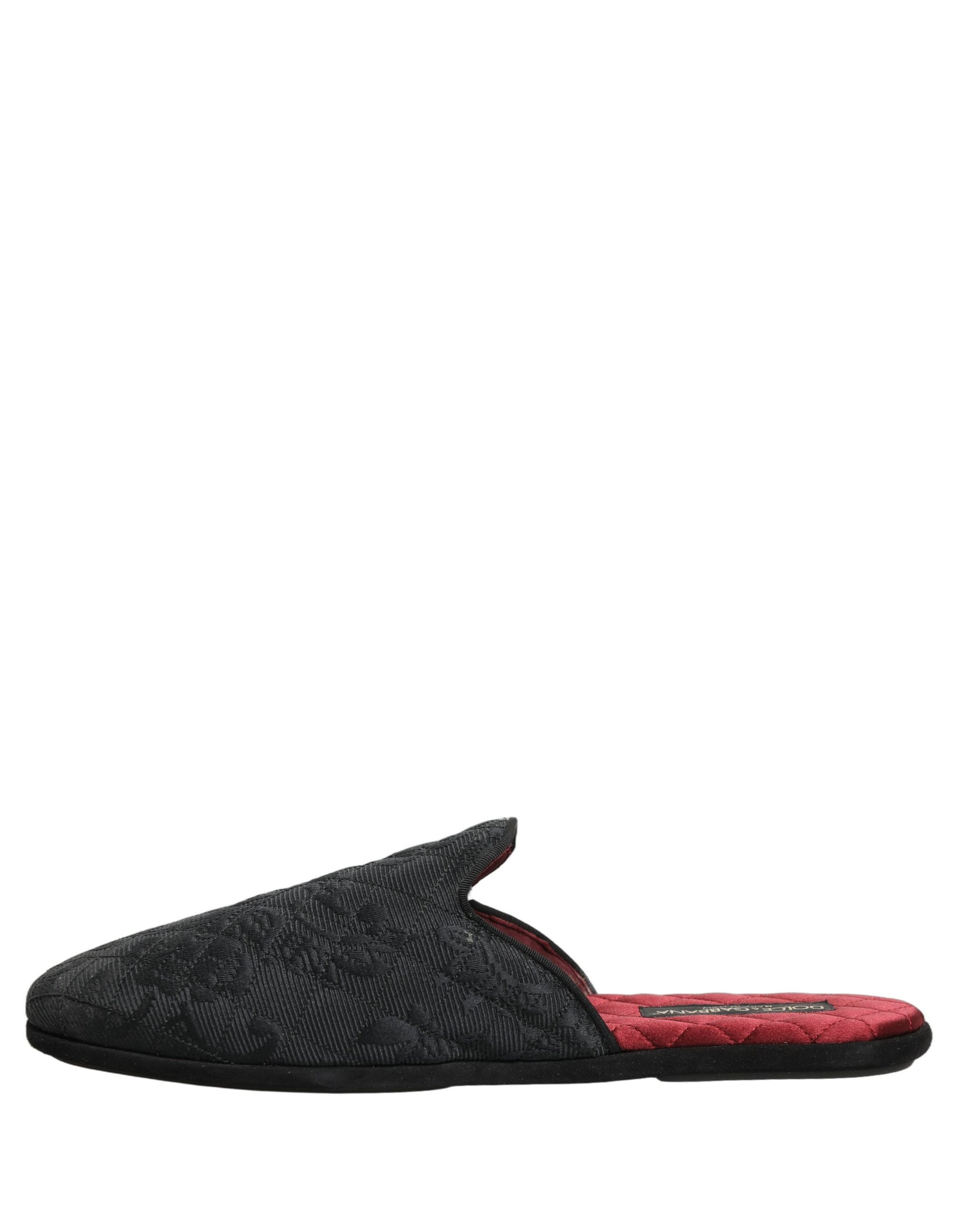 Dolce & Gabbana Claquettes Chaussons Brodés Floraux Noirs