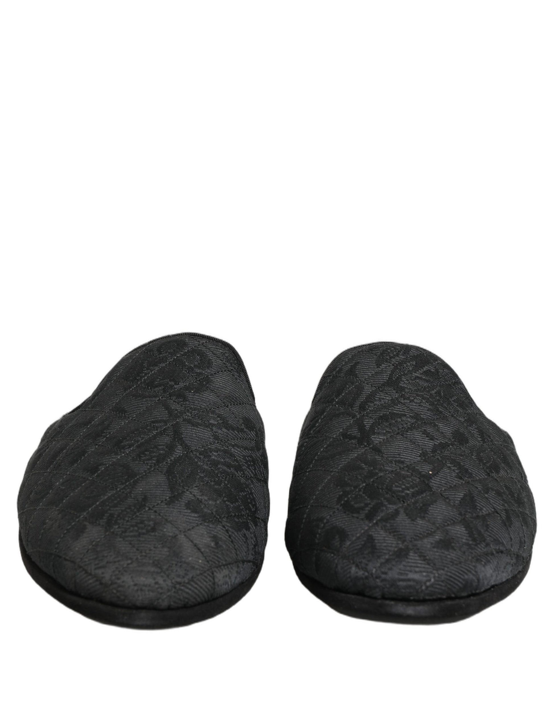 Dolce & Gabbana Claquettes Chaussons Brodés Floraux Noirs