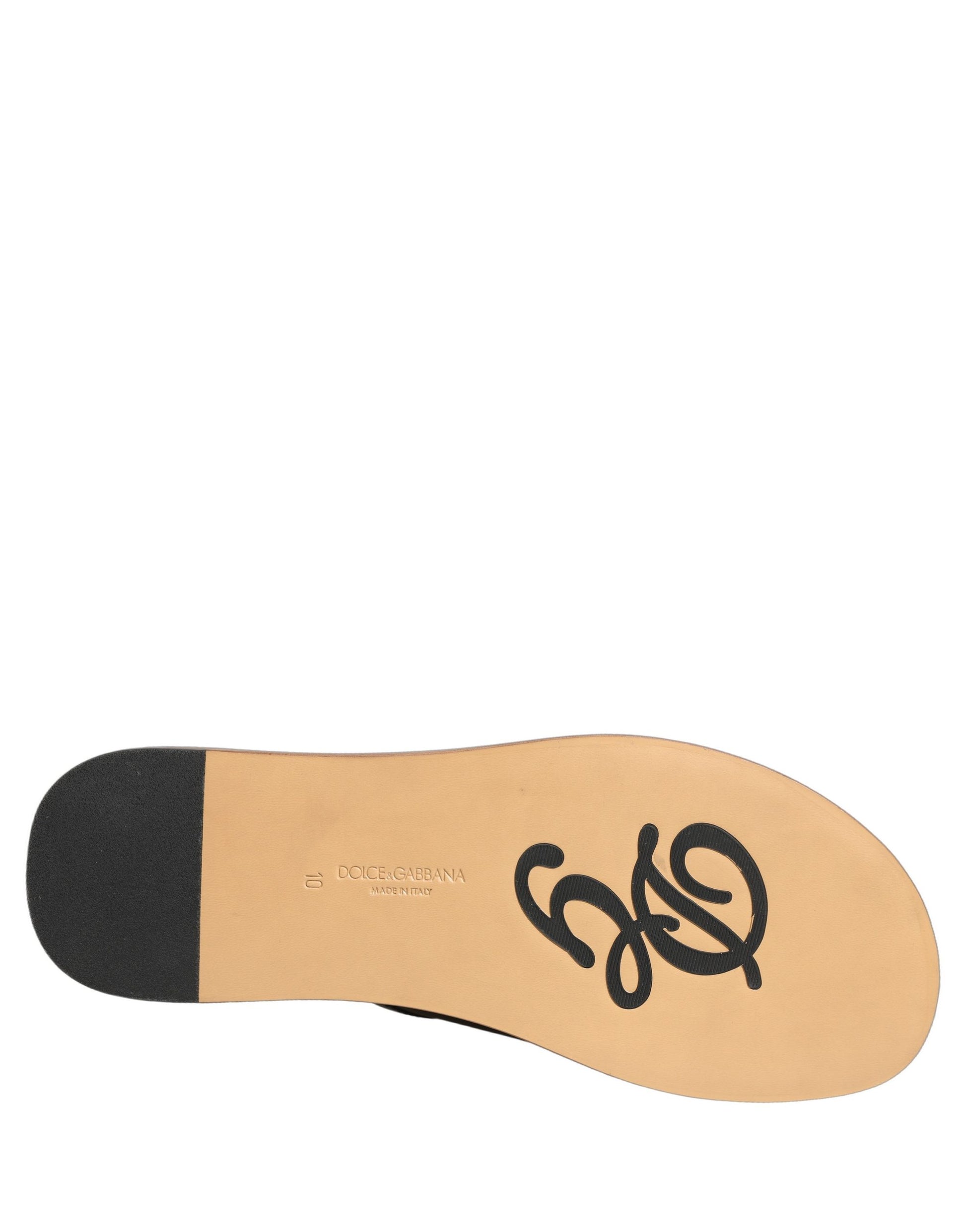 Dolce & Gabbana Claquettes Sandales Plates en Cuir Marron pour Homme