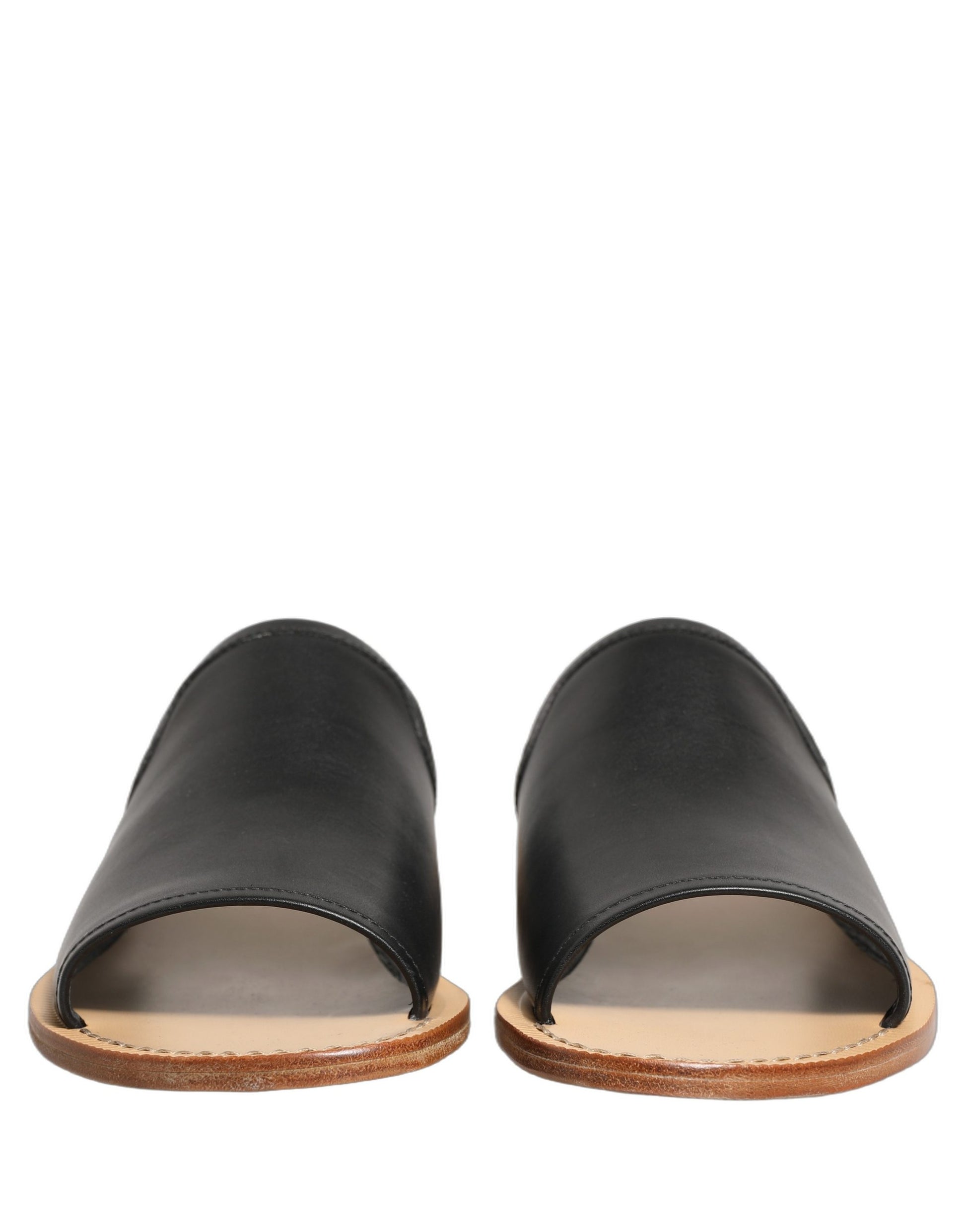 Dolce & Gabbana Claquettes Sandales Plates en Cuir Marron pour Homme